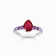 Silver solitaire ring with red and violet stones in various sizes from the  collection in the THOMAS SABO online store