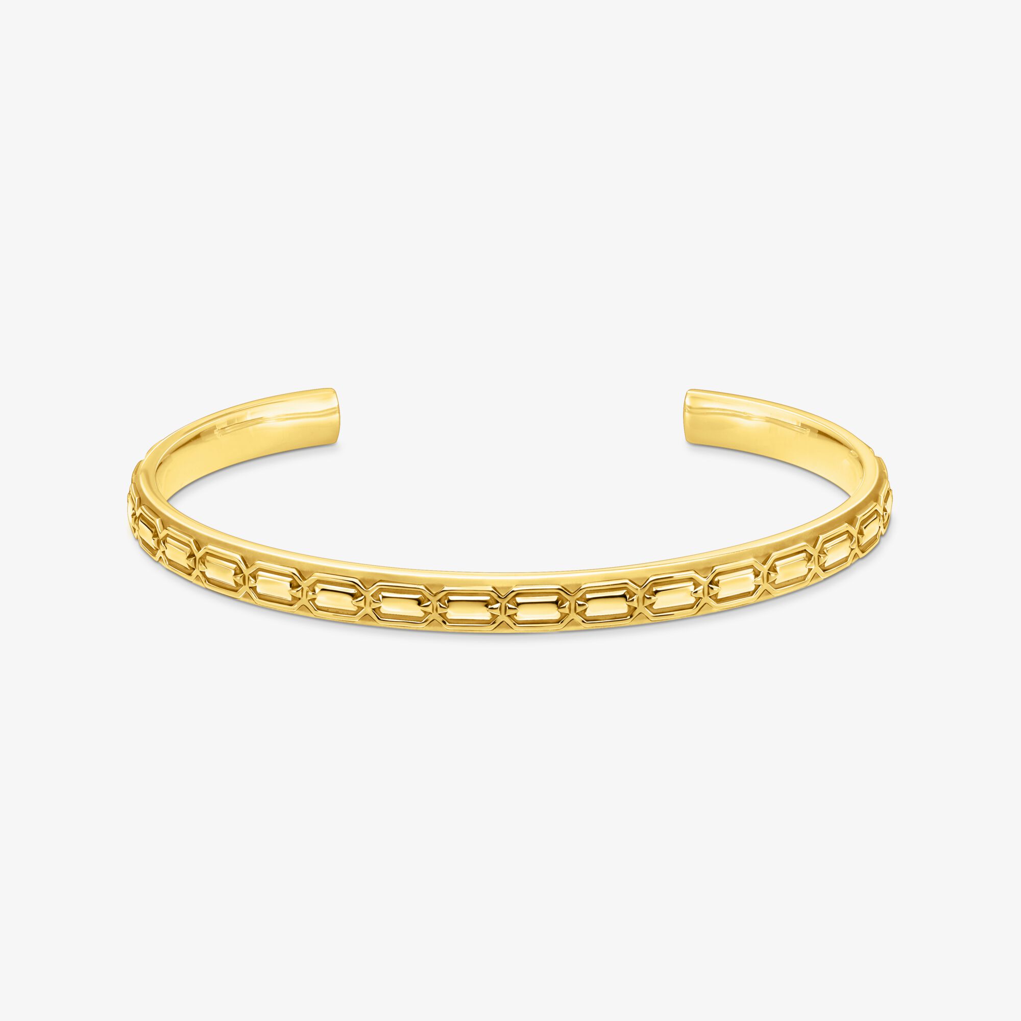 THOMAS SABO Fin bracelet rigide doré écailles de crocodile, Argent sterling doré or jaune, Taille: 17,5 cm, Unisex