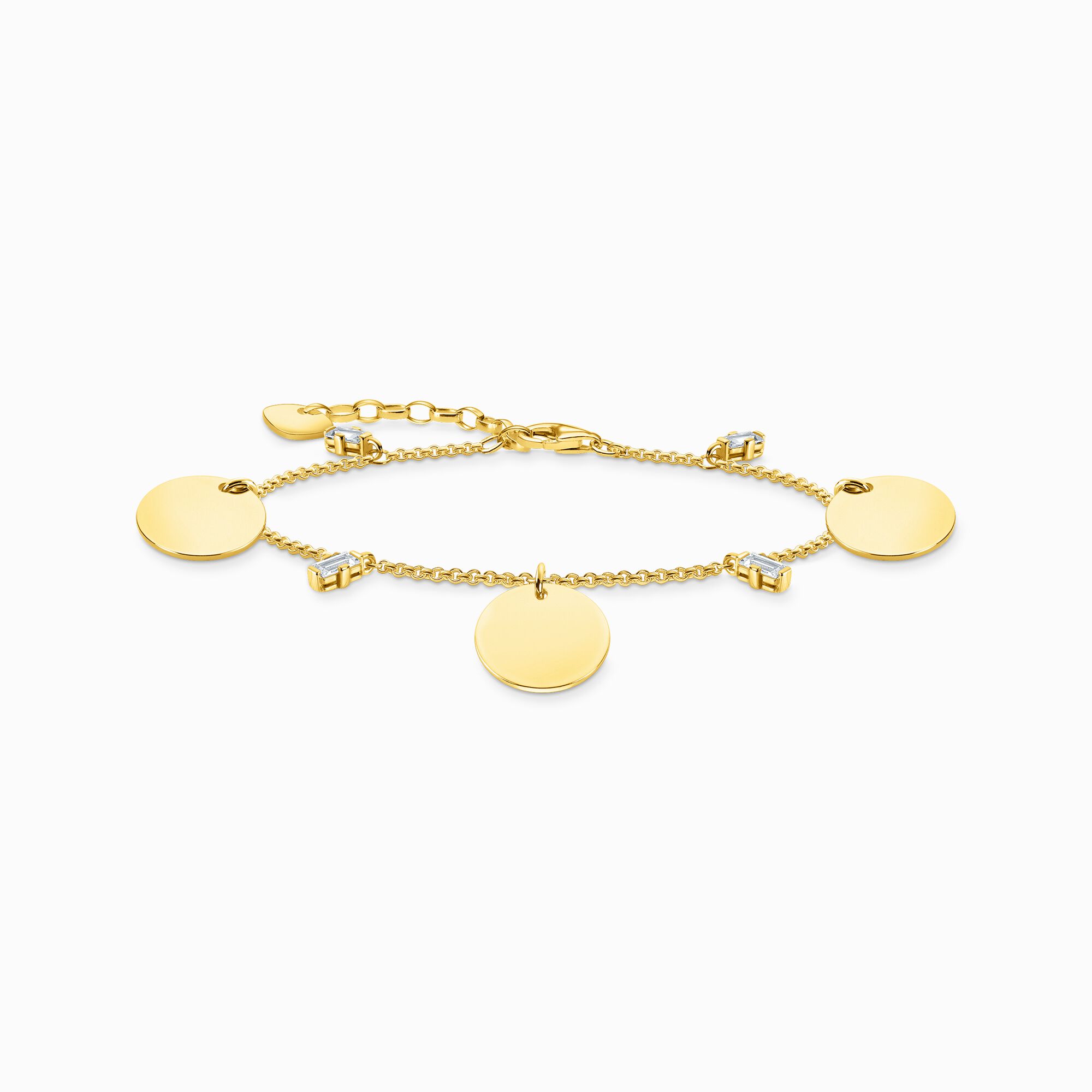 Bracelet with three discs and white stones gold from the  collection in the THOMAS SABO online store