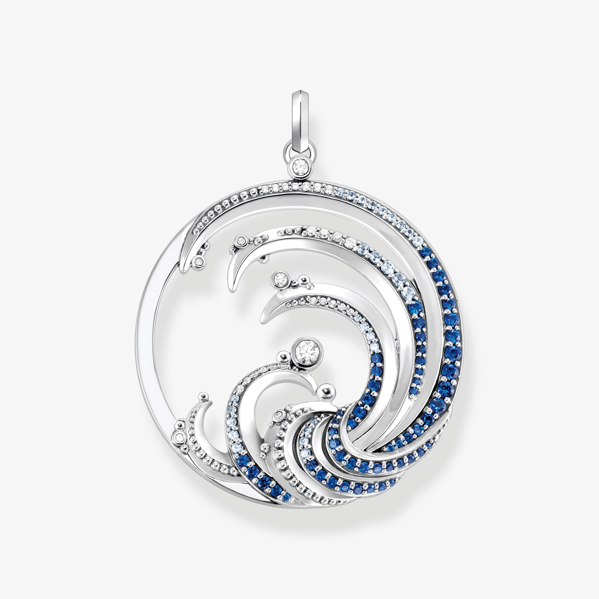 THOMAS SABO Anhänger Welle mit blauen Steinen, Sterlingsilber, Größe: one size, Damen