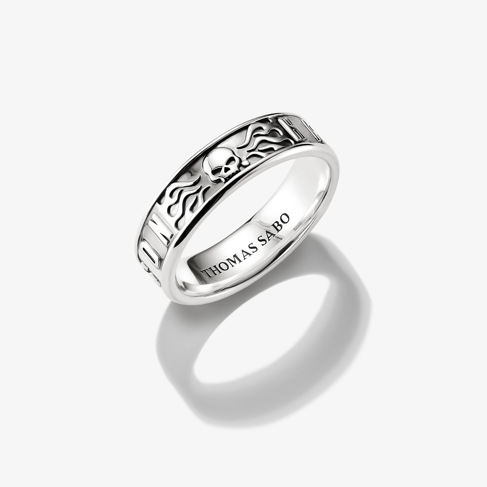 THOMAS SABO Harley-Davidson Bague bande Willie G. Skull argent, Argent Sterling 925‰, noirci, Taille: 70, homme