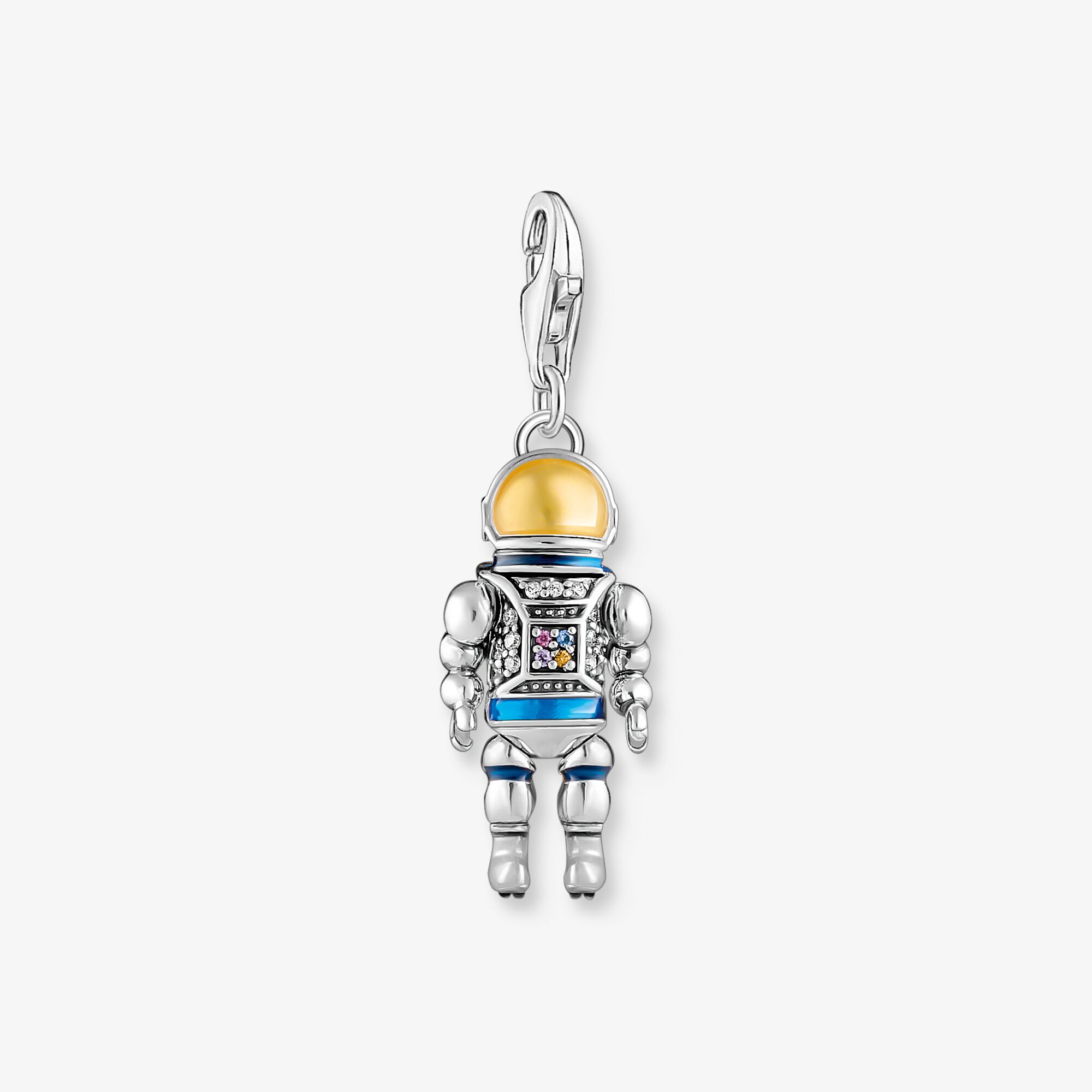 THOMAS SABO Charm-Anhänger Astronaut mit bunten Steinen Silber geschwärzt, Sterlingsilber, Größe: one size, Damen