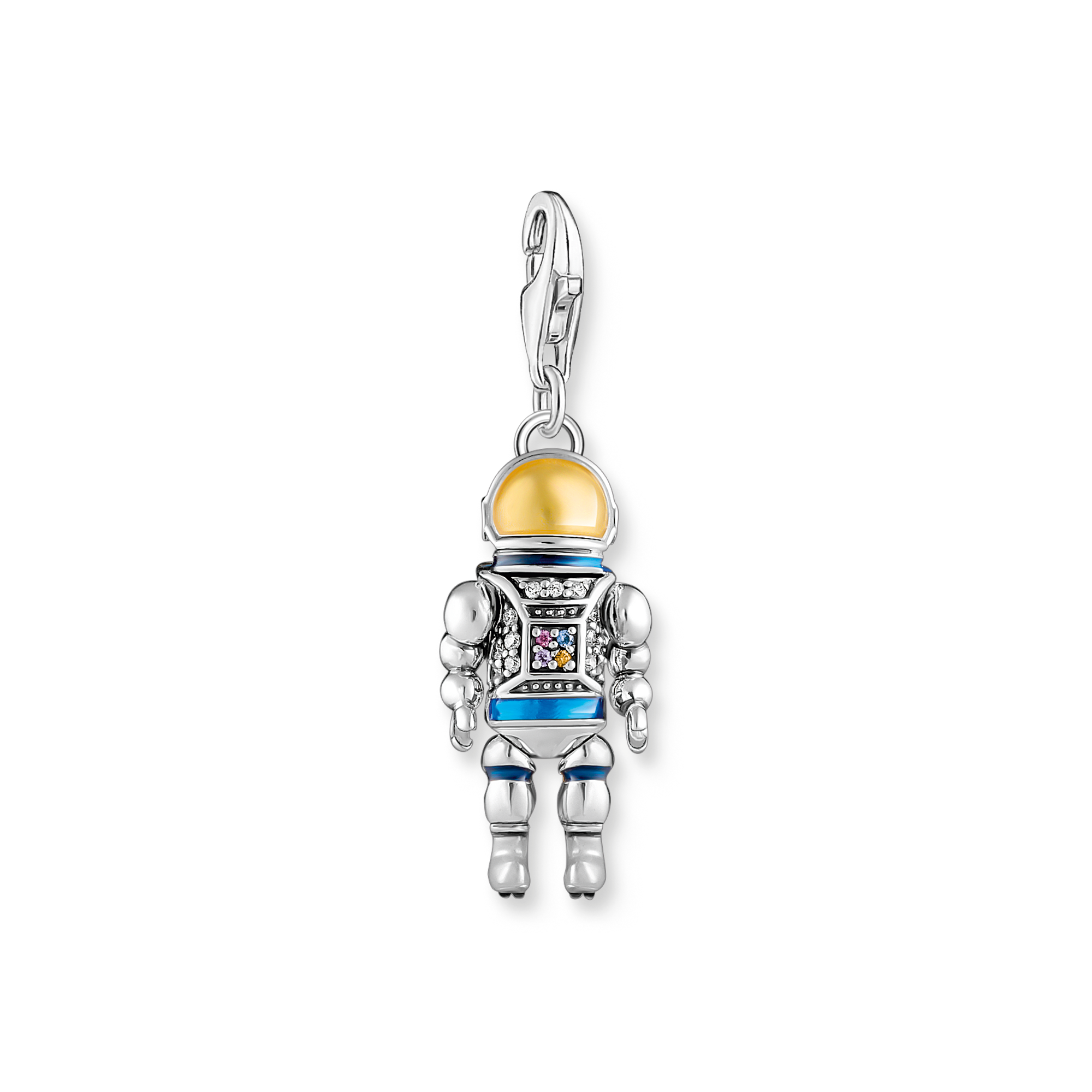 Thomas Sabo Charm-Anhänger Astronaut mit bunten Steinen Silber geschwärzt mehrfarbig 2037-691-7