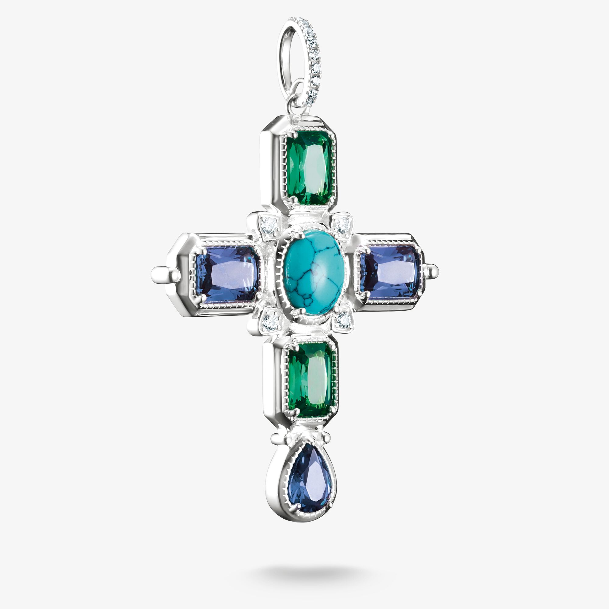 THOMAS SABO Korshänge med flerfärgade stenar silver, 925 sterlingsilver, Storlek: one size, för damer