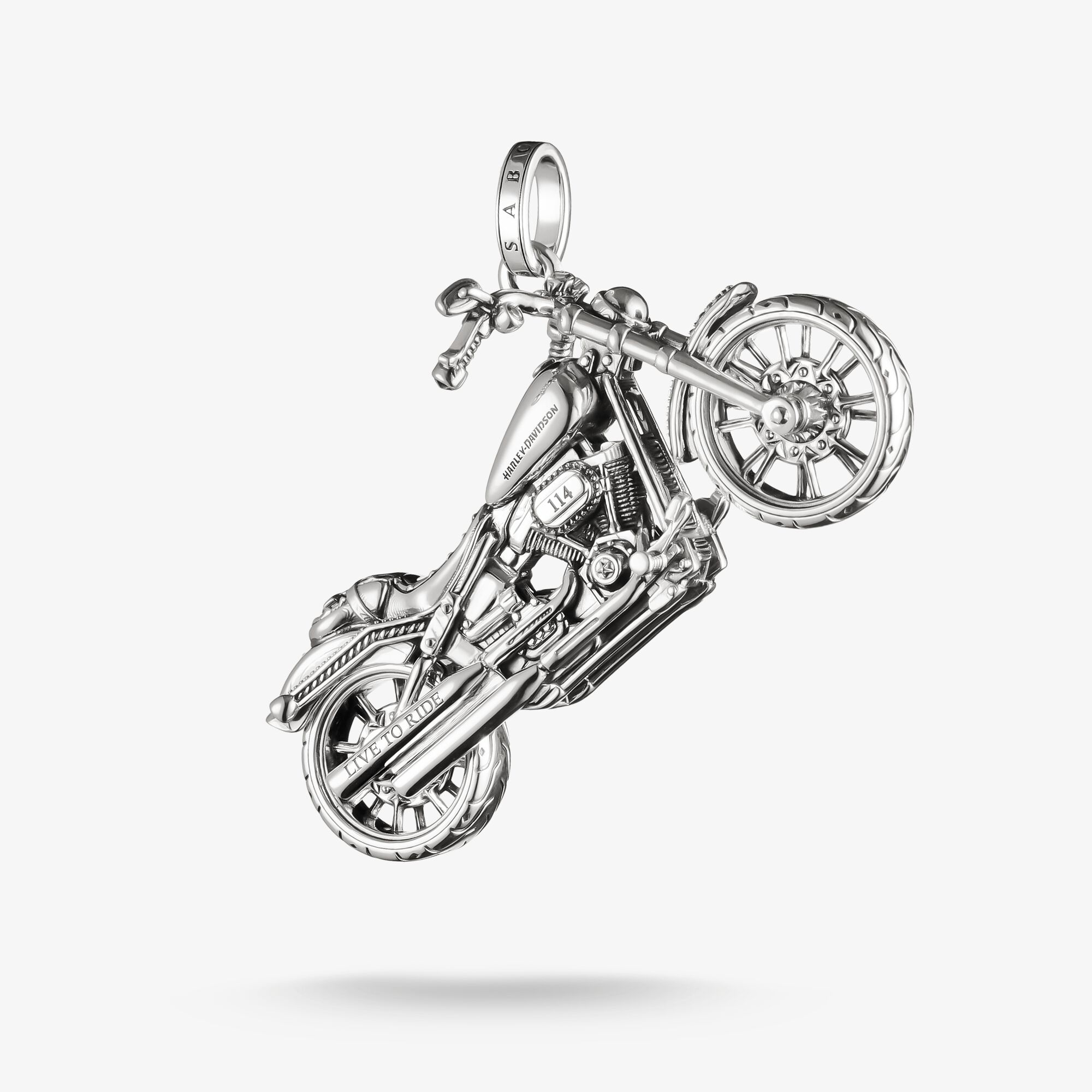 THOMAS SABO Harley-Davidson Pendentif moto Breakout argent, Argent Sterling 925‰, noirci, Taille: one size, homme