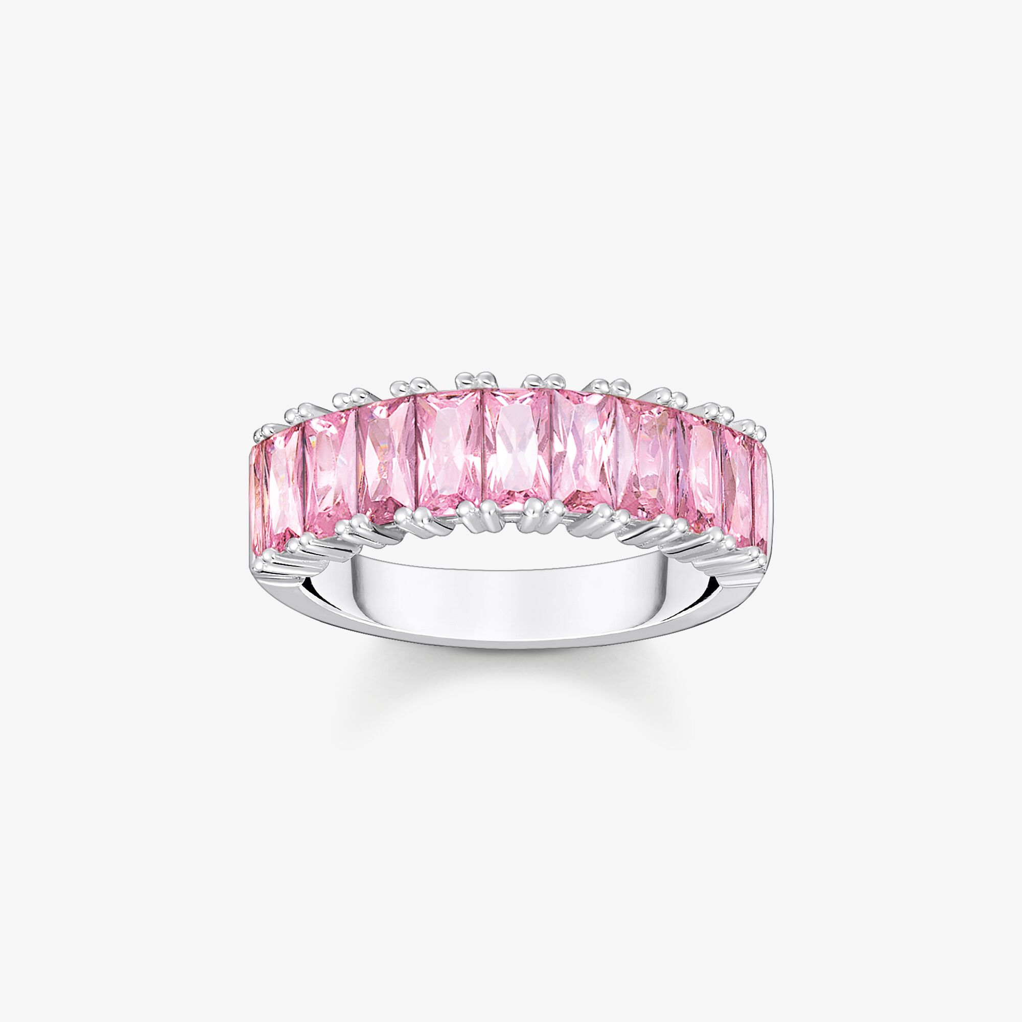 THOMAS SABO Ring mit pinken Steinen Pavé Silber, Sterlingsilber, Größe: 52, Damen