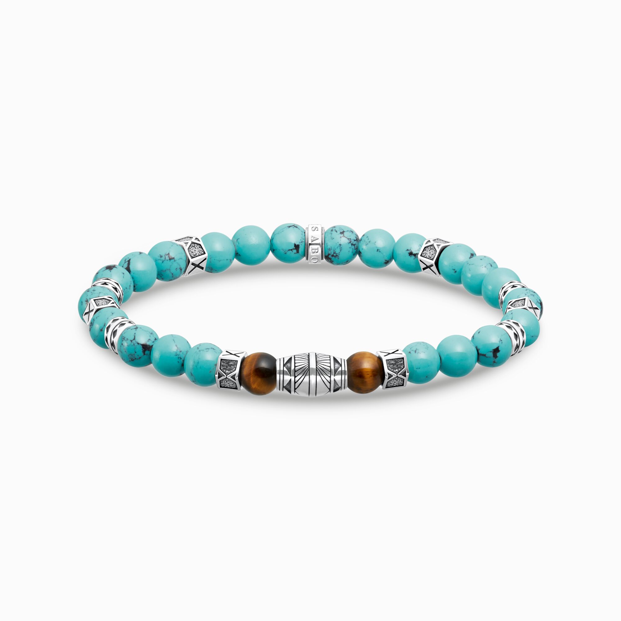 Armband med turkosa beads och tiger&ouml;ga beads silver ur kollektionen  i THOMAS SABO:s onlineshop
