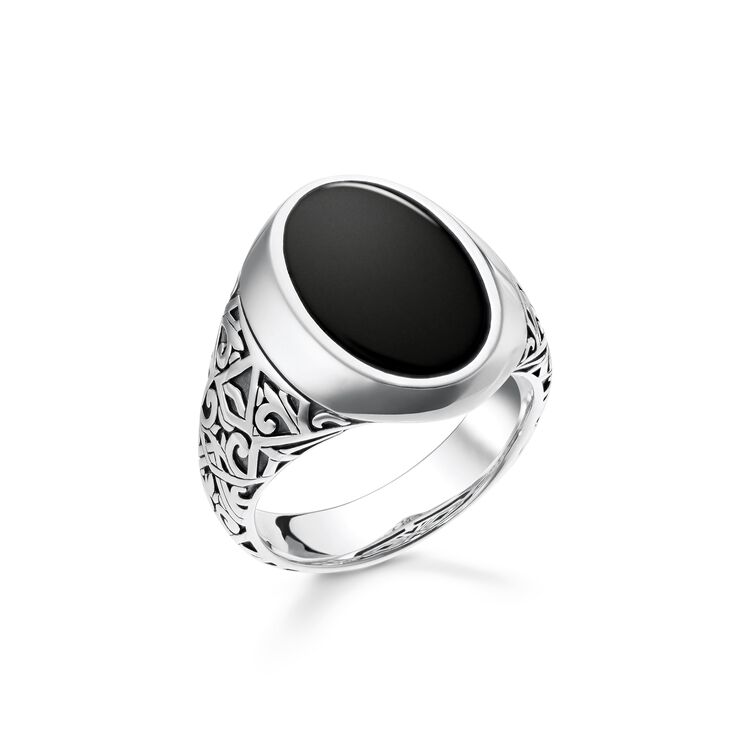Siegelring Schwarz Mit Echtem Onyx Thomas Sabo