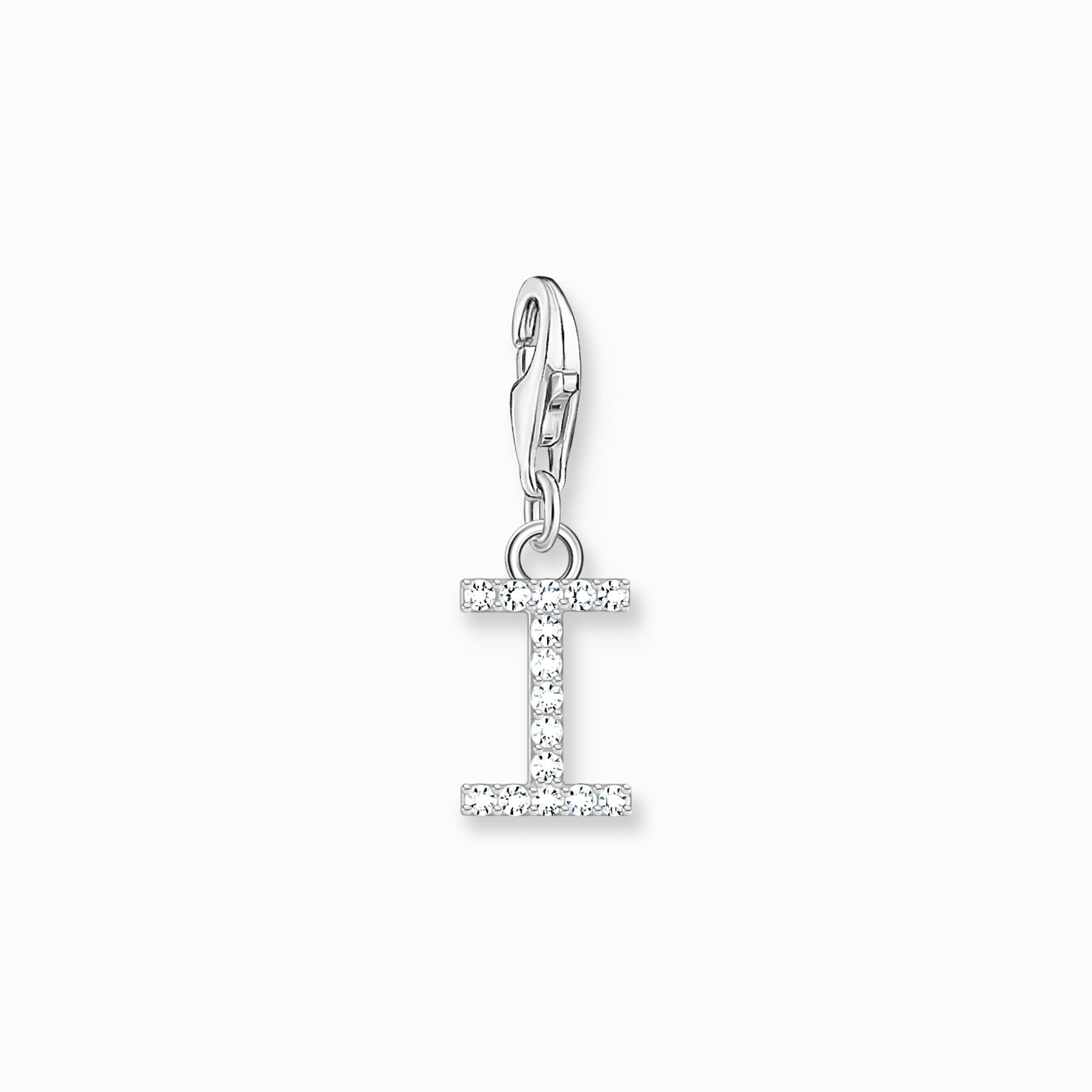 Charm pendant letter I with white stones silver from the Charm Club collection in the THOMAS SABO online store