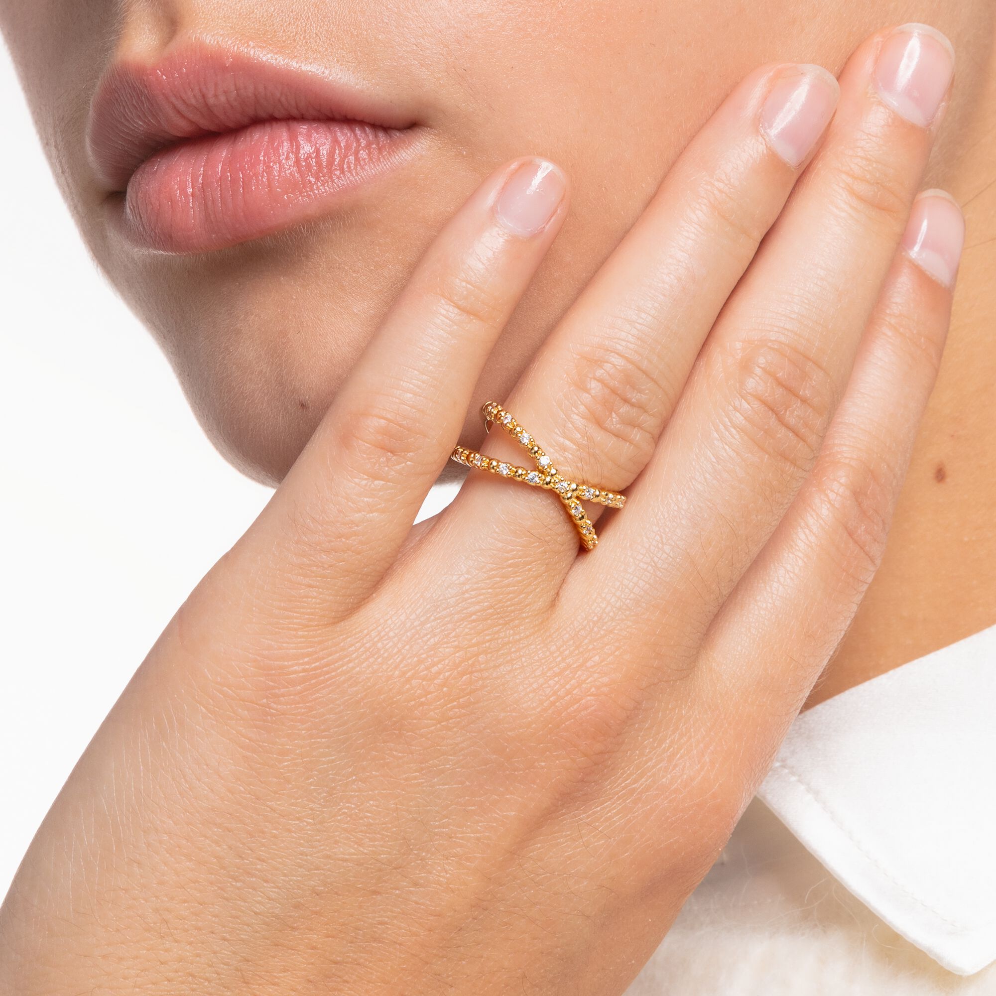 Golden Ring Designed In X Form Thomas Sabo