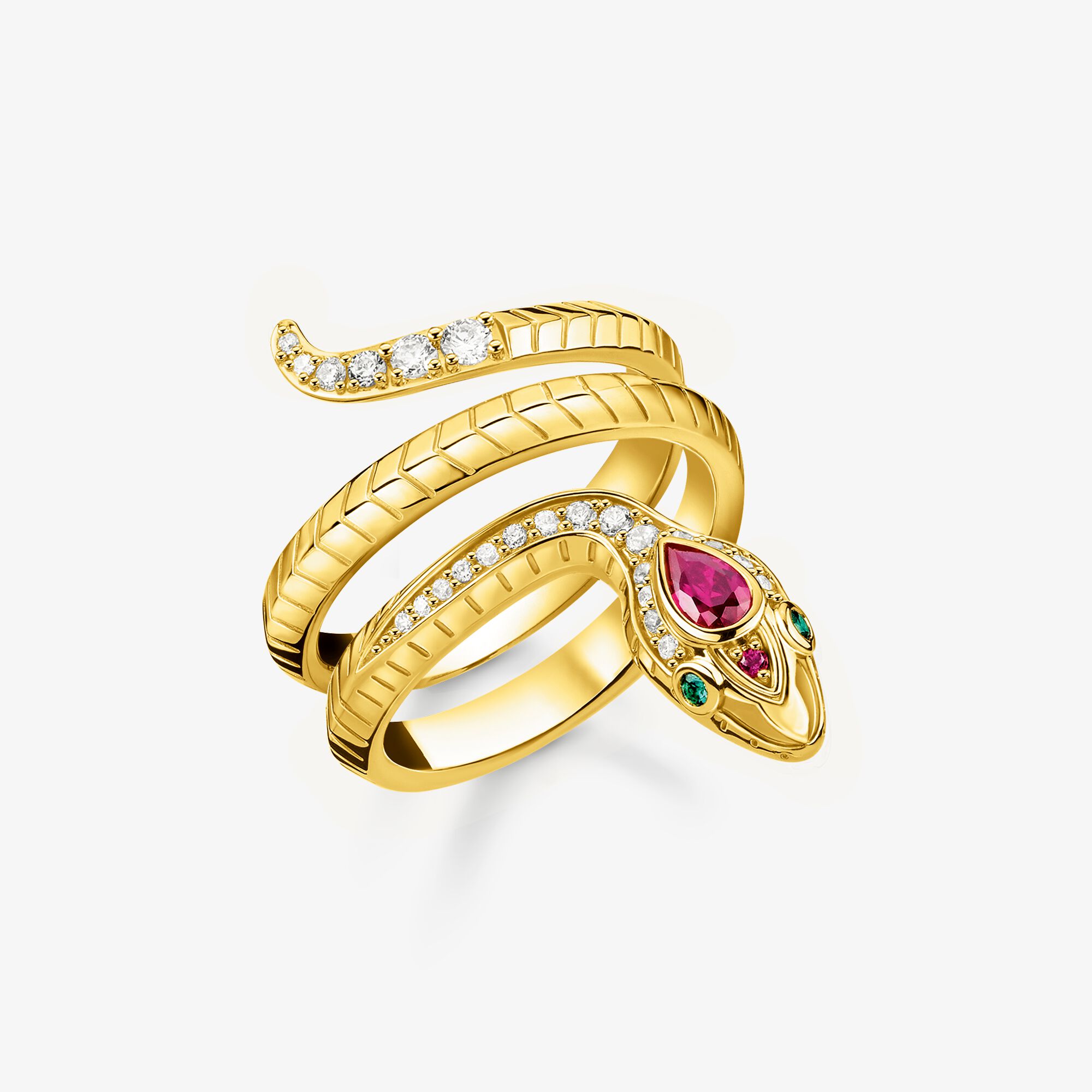 THOMAS SABO Bague serpent or, Argent Sterling 925‰ doré or jaune 18 carats , Taille: 60, femme