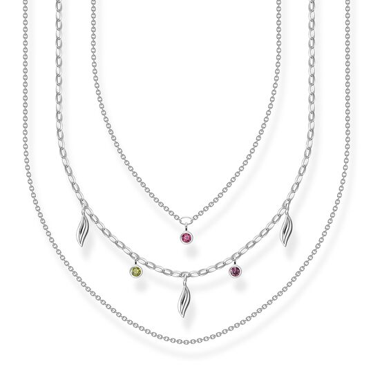 Necklace layering leaves silver from the  collection in the THOMAS SABO online store