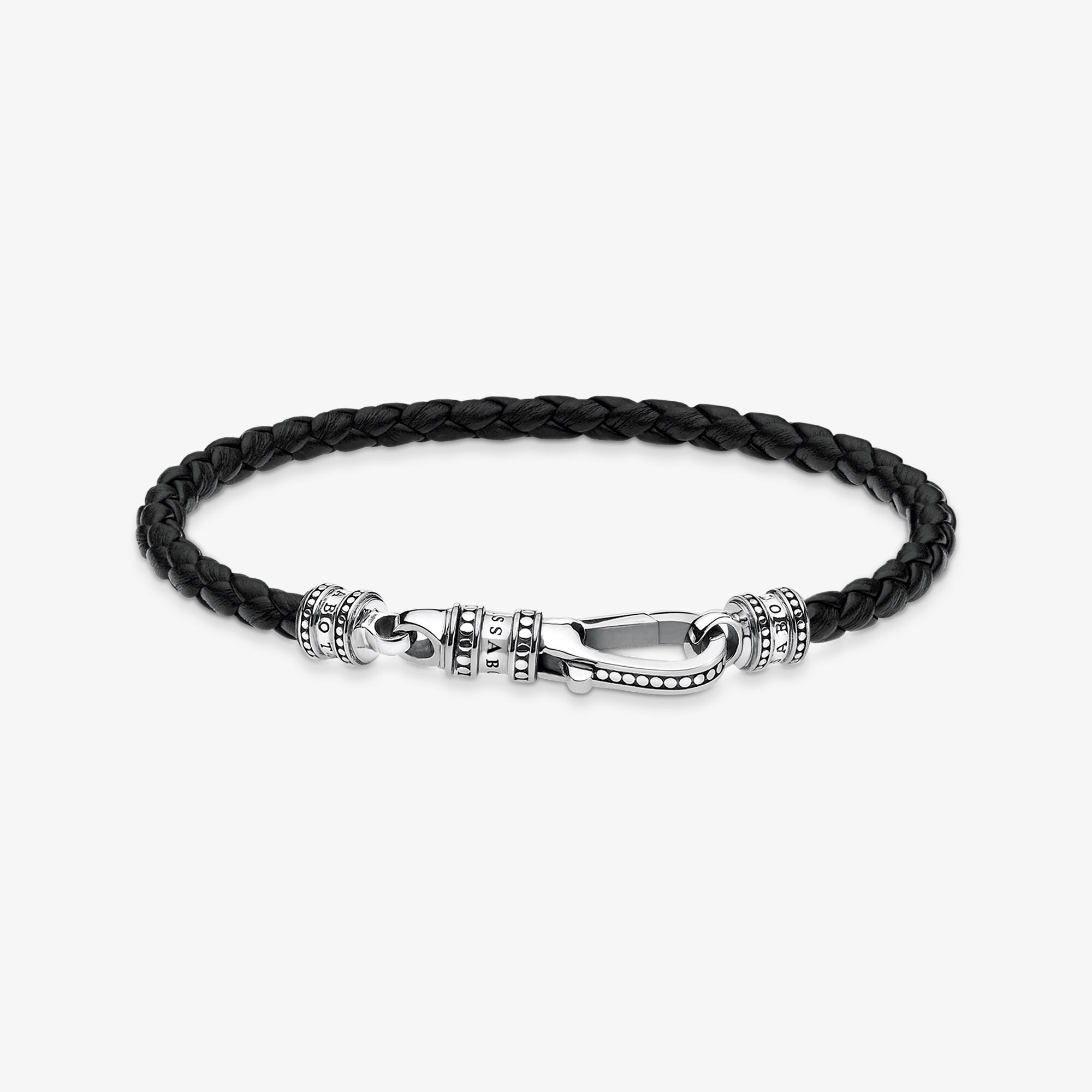 THOMAS SABO Bracelet cuir mousqueton, Argent sterling | Cuir, Taille: 19 cm, Unisex