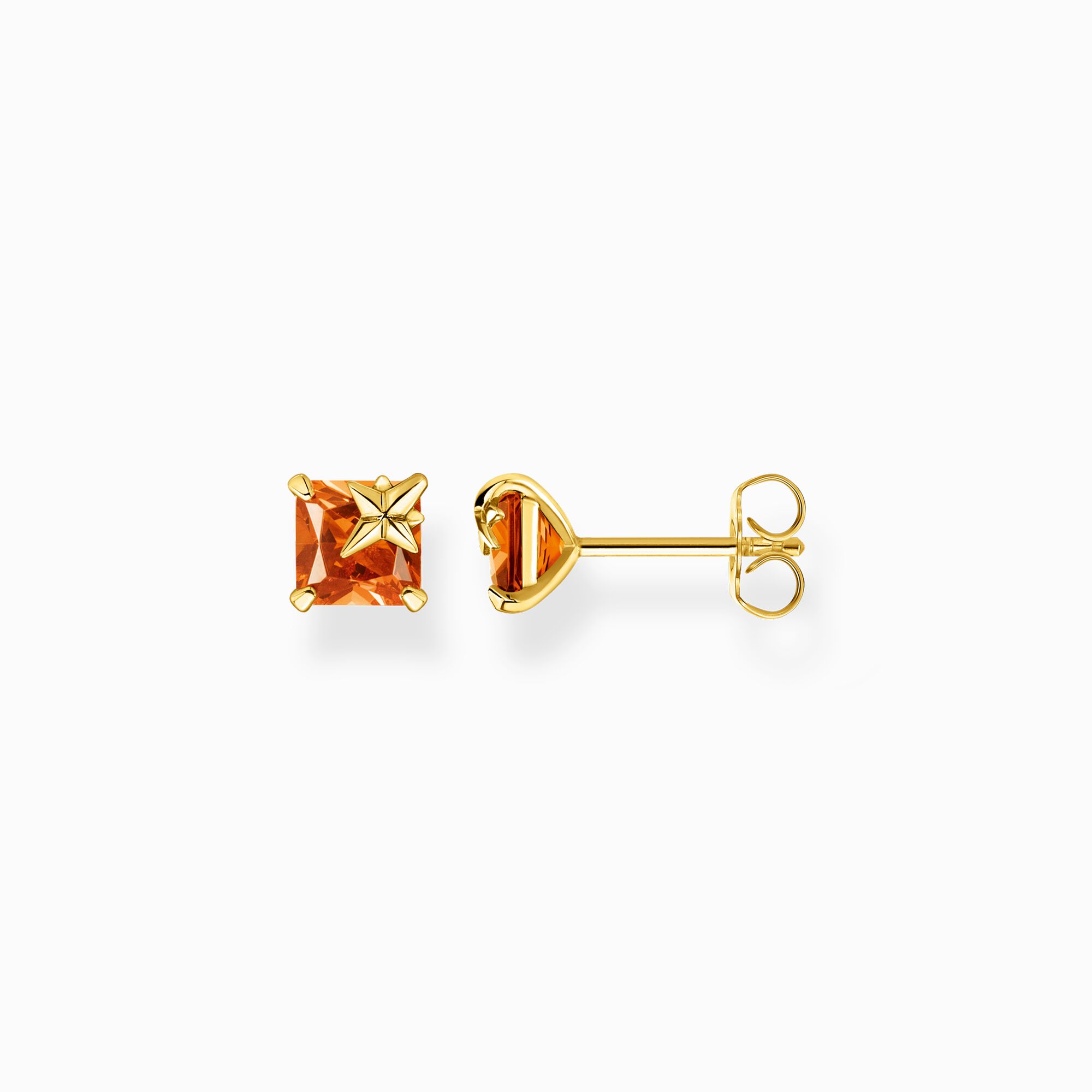 Ear studs with orange stone and star gold plated from the  collection in the THOMAS SABO online store