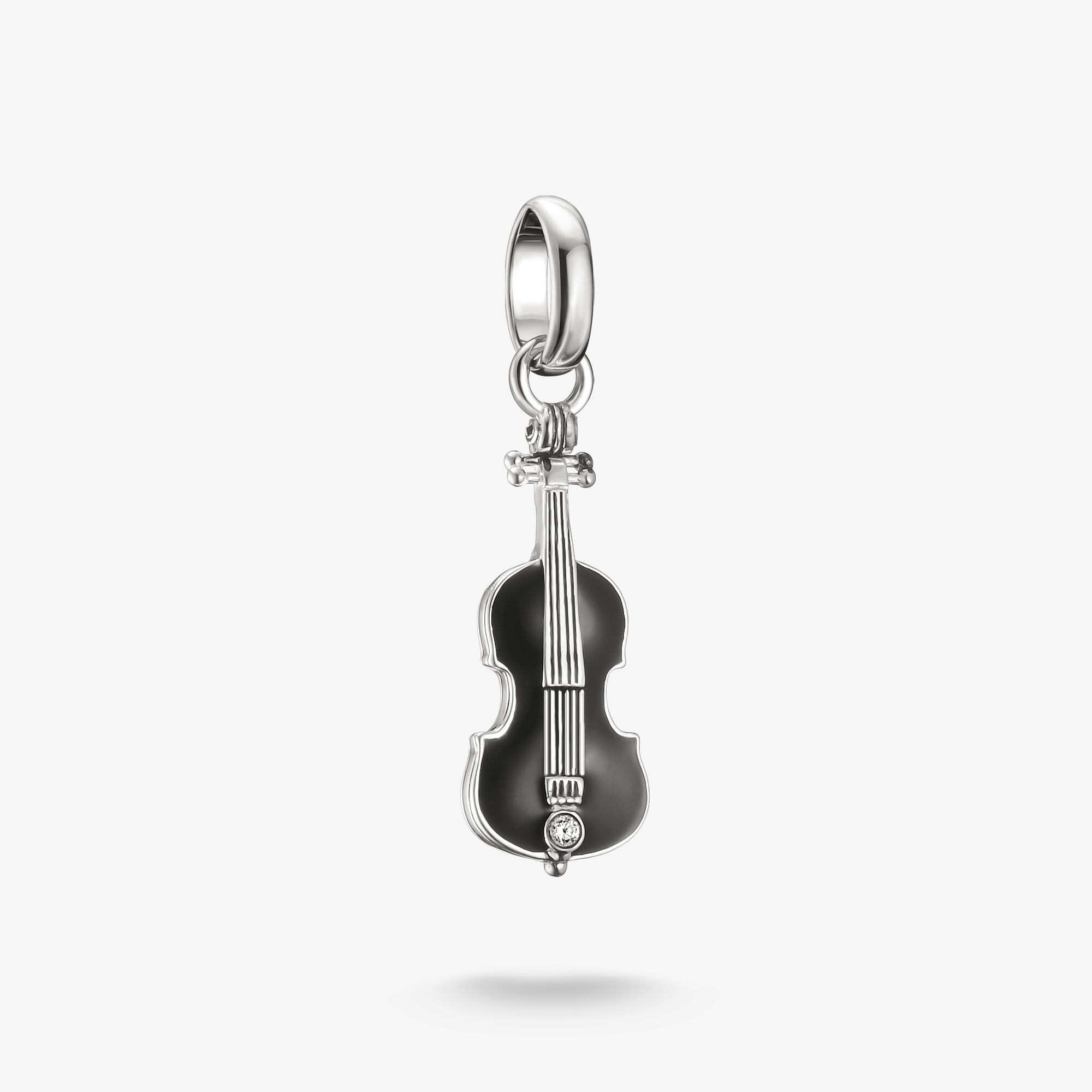 THOMAS SABO Pendentif Charm Violoncelle Mercredi Zirconia Connect Argent, Argent sterling, Taille: one size, Unisex