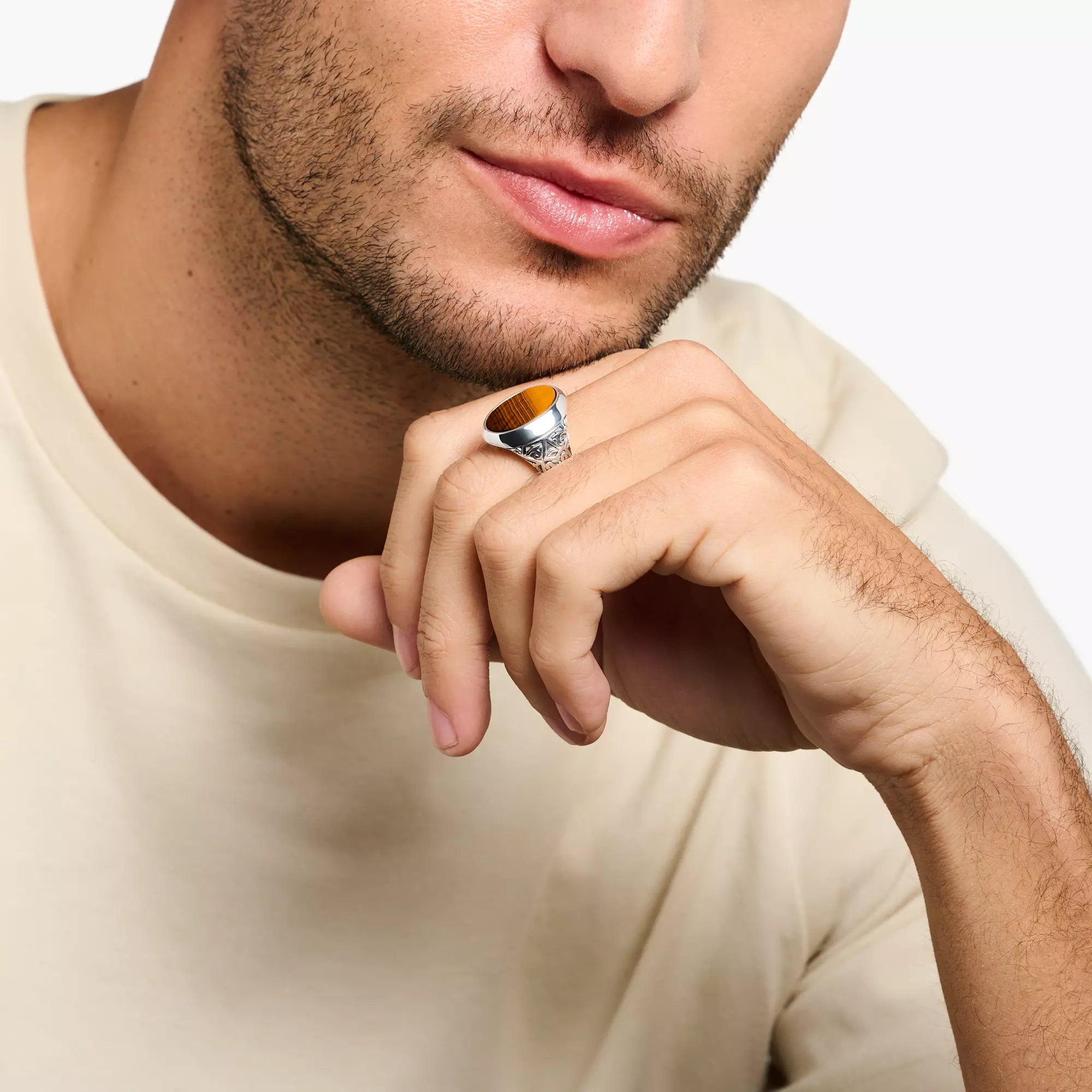 Signet ring with tiger's eye inlay – THOMAS SABO