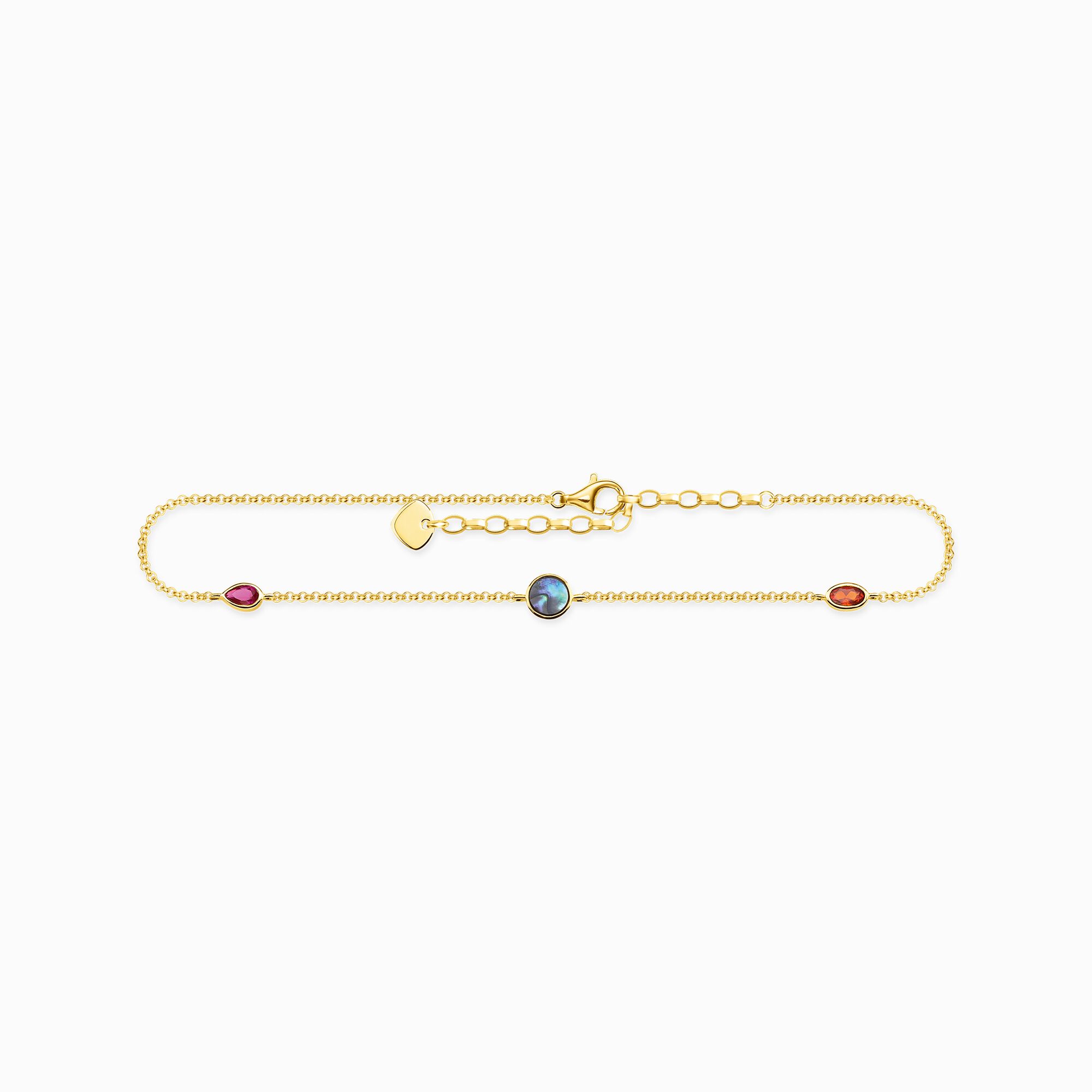 Anklet colourful stones, gold from the  collection in the THOMAS SABO online store