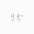 Ear studs pearl with white stone silver from the  collection in the THOMAS SABO online store