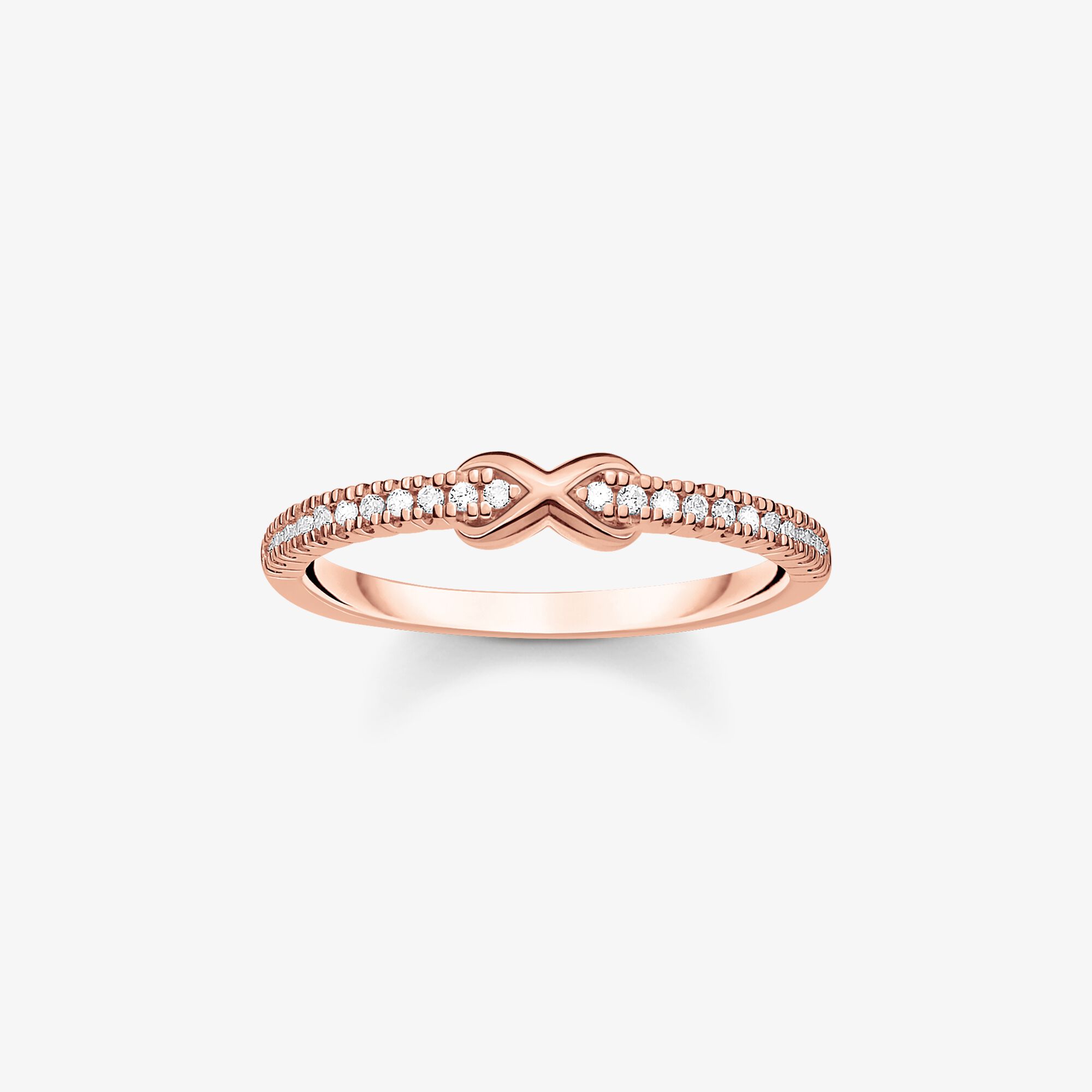 THOMAS SABO Ring Infinity mit weißen Steinen roségold, Sterlingsilber Roségold vergoldet, Größe: 54, Damen