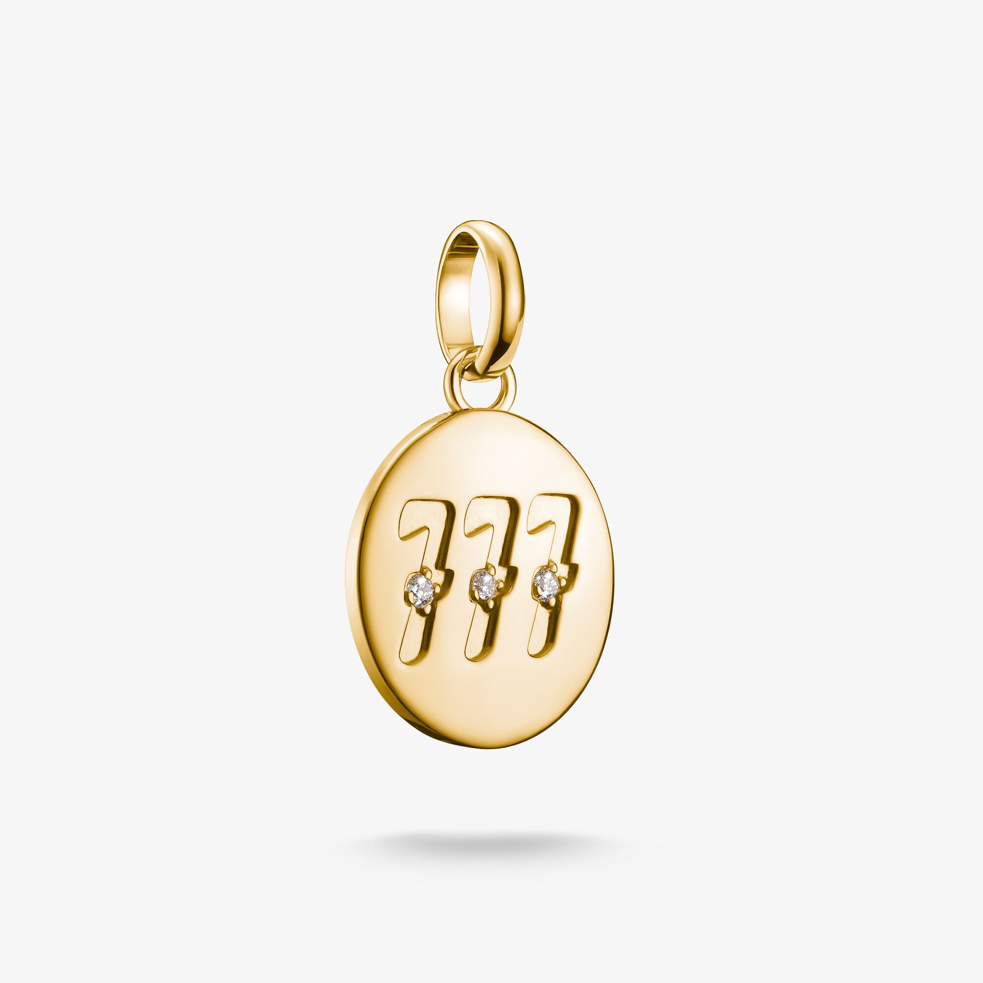 THOMAS SABO Pendentif Charm numéro angélique 777 avec pierres blanches Connect plaqué or, Argent sterling doré or jaune, Taille: one size, femme