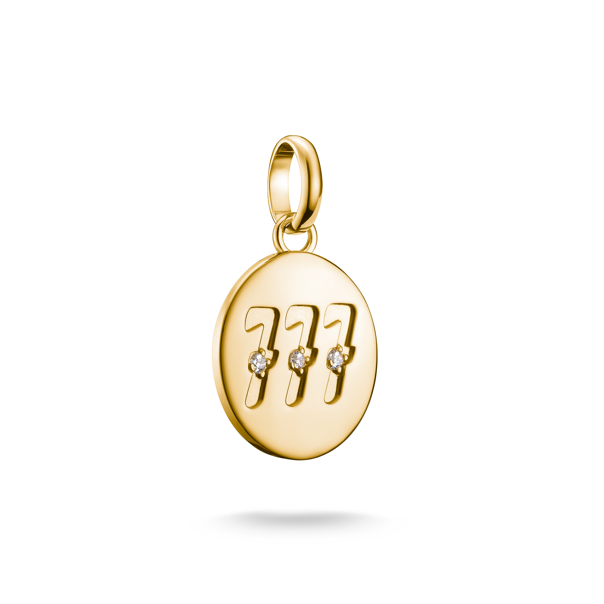 Thomas Sabo Charm-Anhänger Engelzahl 777 mit Steinen Connect vergoldet mit Gravur weiß CC1254-414-14
