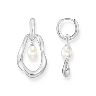 Silver hoop earrings with freshwater pearls Natural Beauty from the  collection in the THOMAS SABO online store