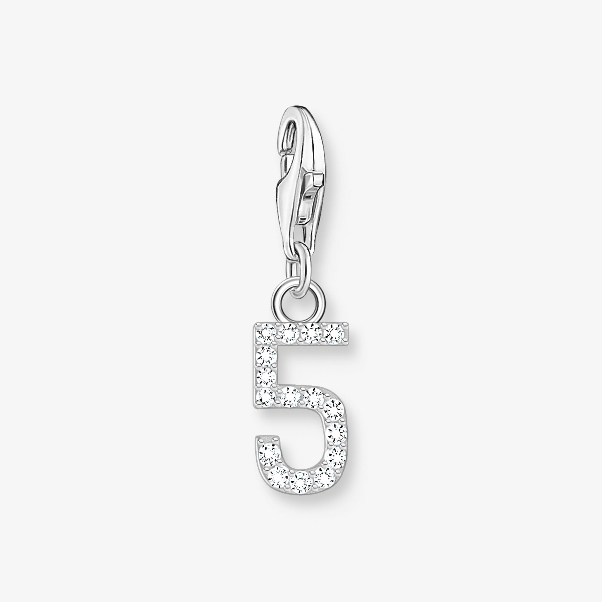 THOMAS SABO Breloque Charm chiffre 5 en argent, ornée de pierres blanches, Argent sterling, Taille: one size, femme