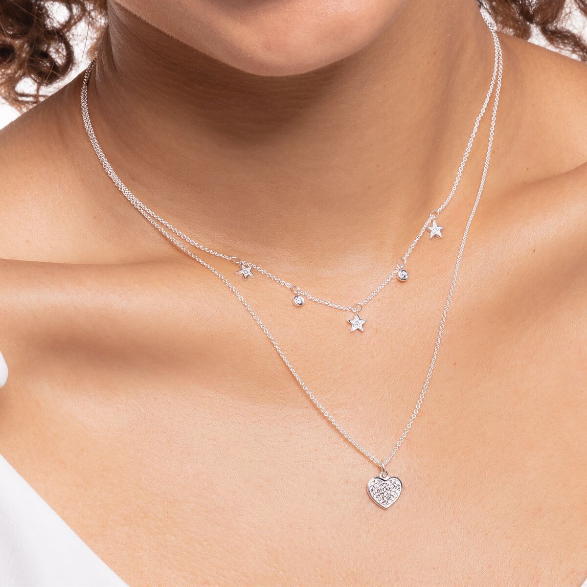 Heart necklace 38cm in silver SABO THOMAS –