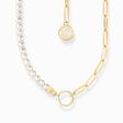 Miembro Cadena Charm con perlas blancas y Charmista medalla chapado en oro de la colección Charm Club en la tienda online de THOMAS SABO