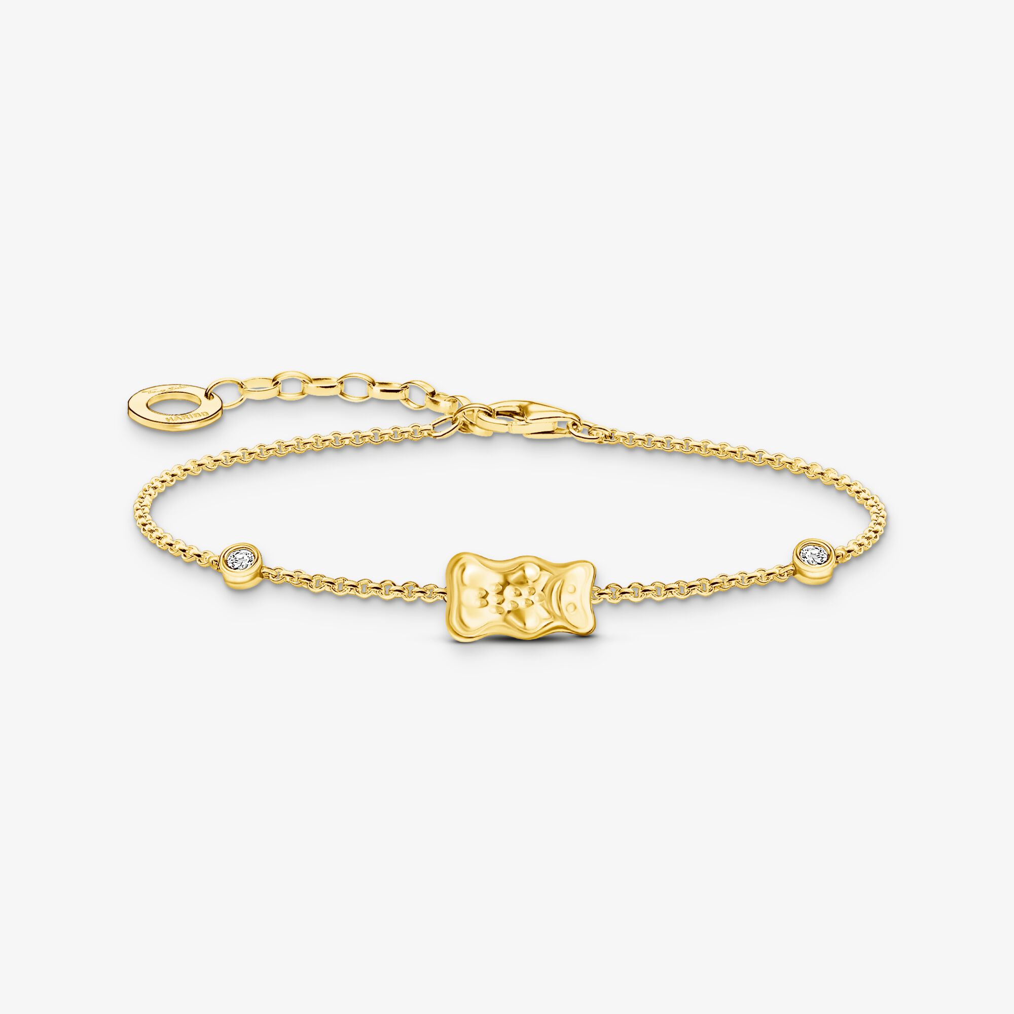 THOMAS SABO Armband mit HARIBO Goldbär und Steinen vergoldet, Sterlingsilber Gelbgold vergoldet, Größe: 19 cm, Damen