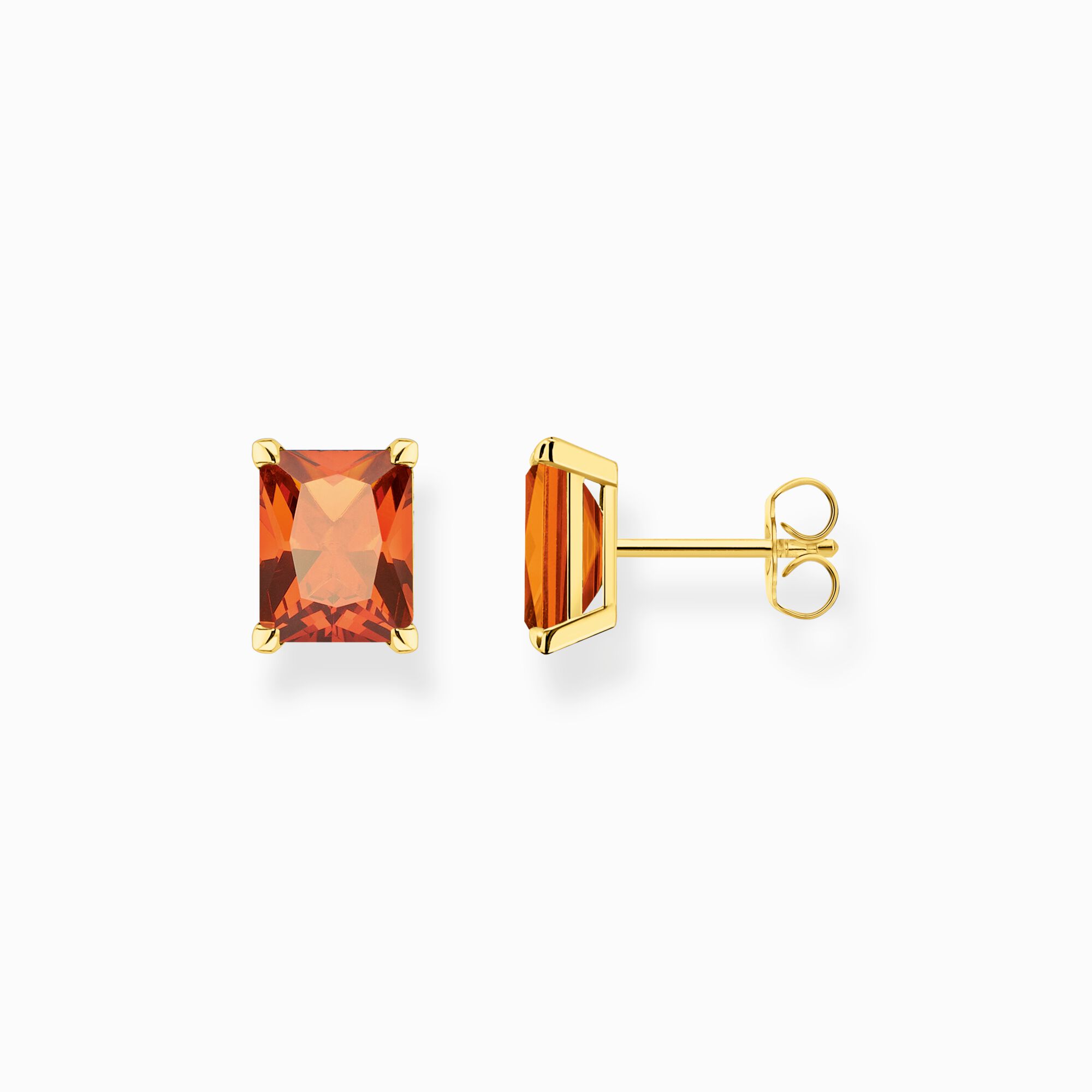 Ear studs with orange stone gold plated from the  collection in the THOMAS SABO online store