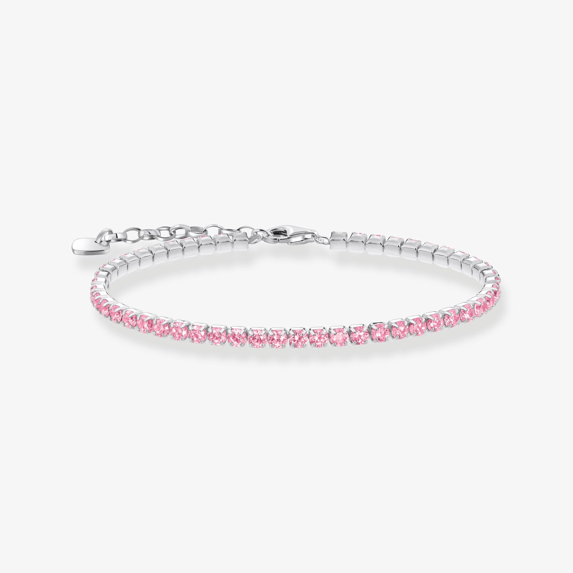 THOMAS SABO Bracelet de tennis en argent avec zircon rose, Argent sterling, Taille: 19 cm, Unisex