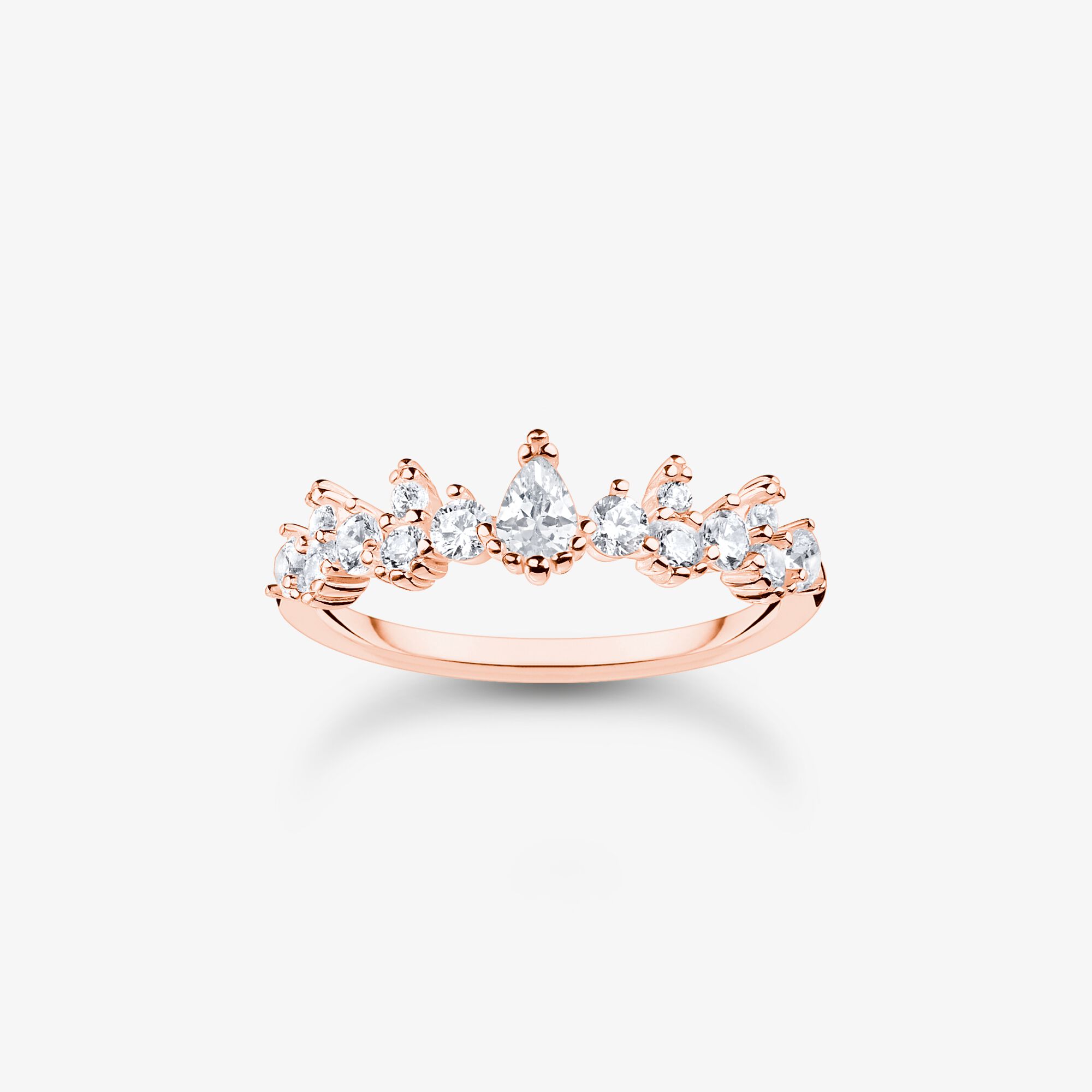 THOMAS SABO Bague cristaux de glace or rose, Argent sterling doré or rose, Taille: 50, femme
