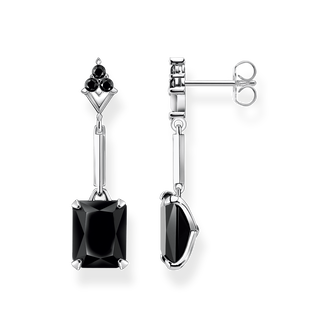 Earrings with black stones silver from the  collection in the THOMAS SABO online store