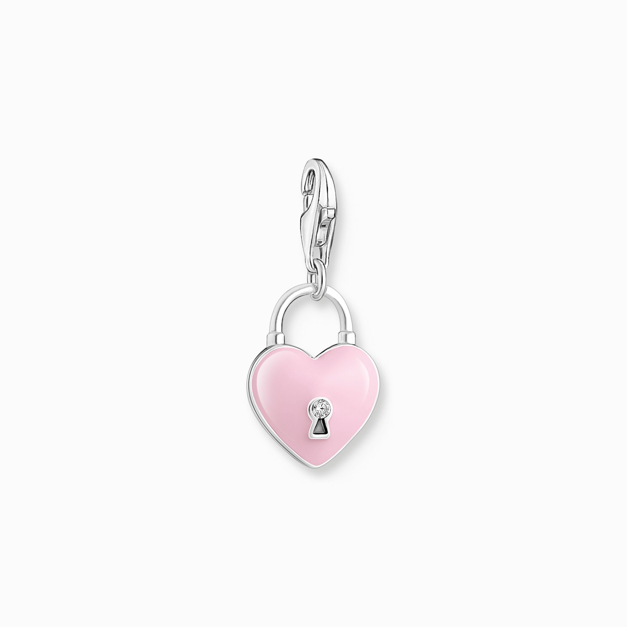 Charm de candado rosa en forma de coraz&oacute;n de plata de la colección Charm Club en la tienda online de THOMAS SABO