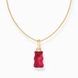 Cadena con ba&ntilde;o de oro, colgante de Osito de Oro rojo y piedras de la colección Charming Collection en la tienda online de THOMAS SABO