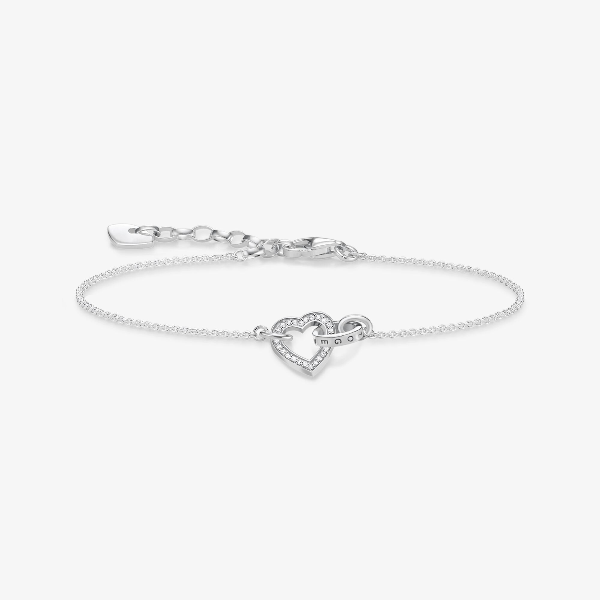 THOMAS SABO Armband Together Herz klein, Sterlingsilber, Größe: 19 cm, Damen