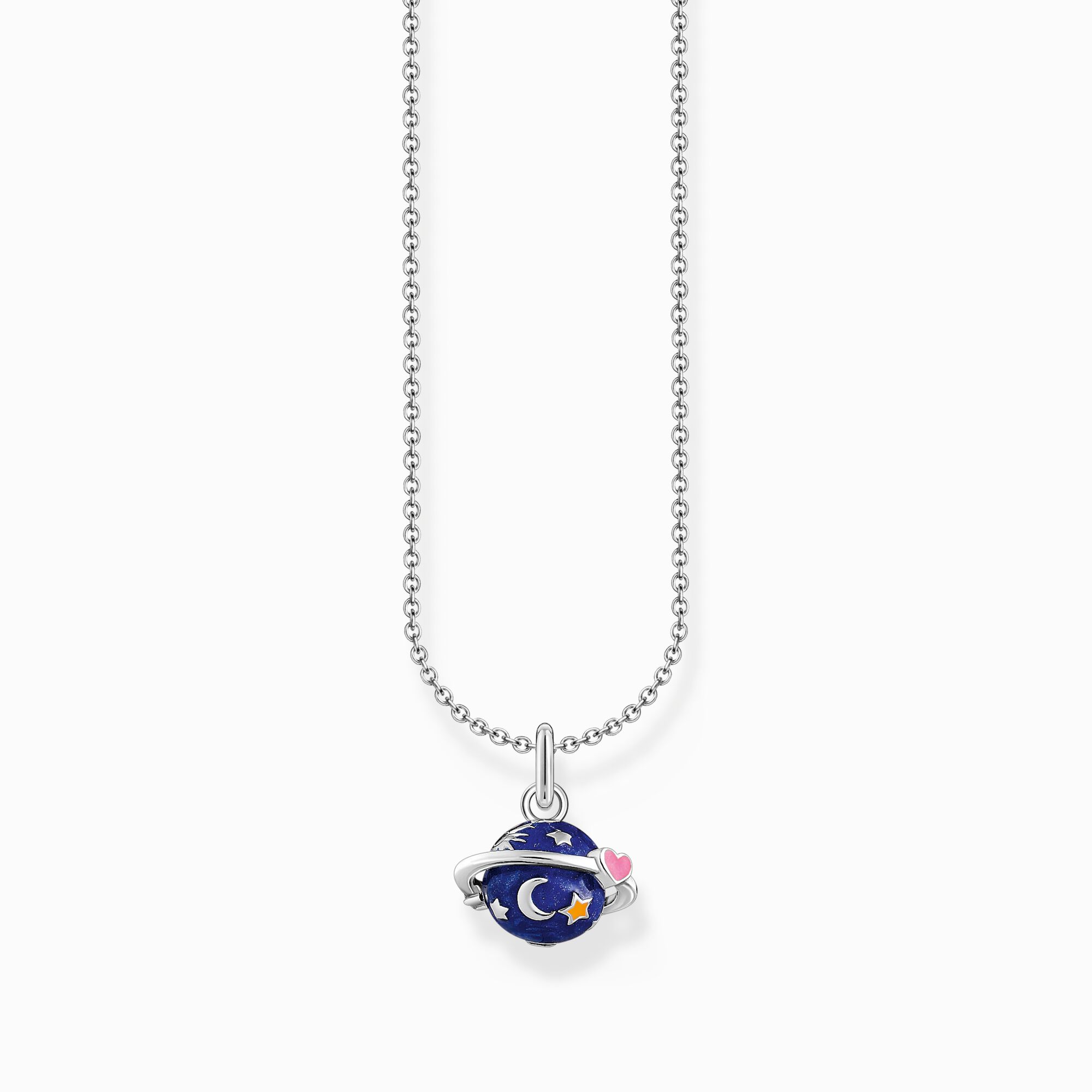 Silver necklace with Saturn pendant with cold enamel and zirconia from the Charming Collection collection in the THOMAS SABO online store