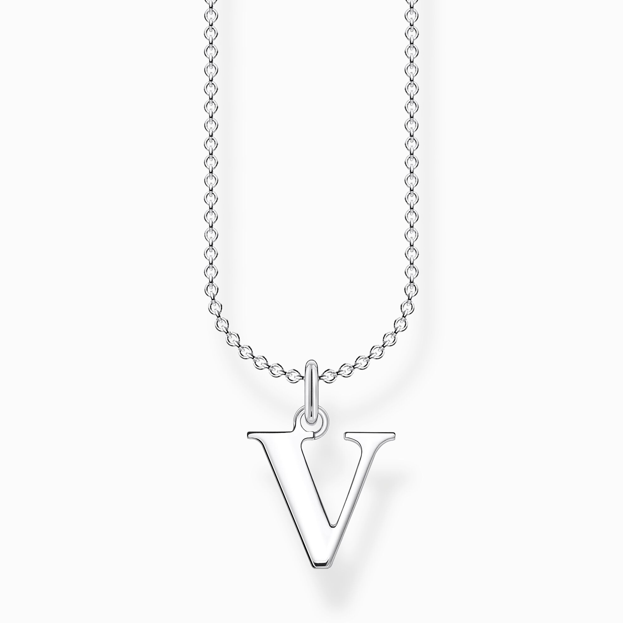 Silver Alphabet Letter 'V' Necklace
