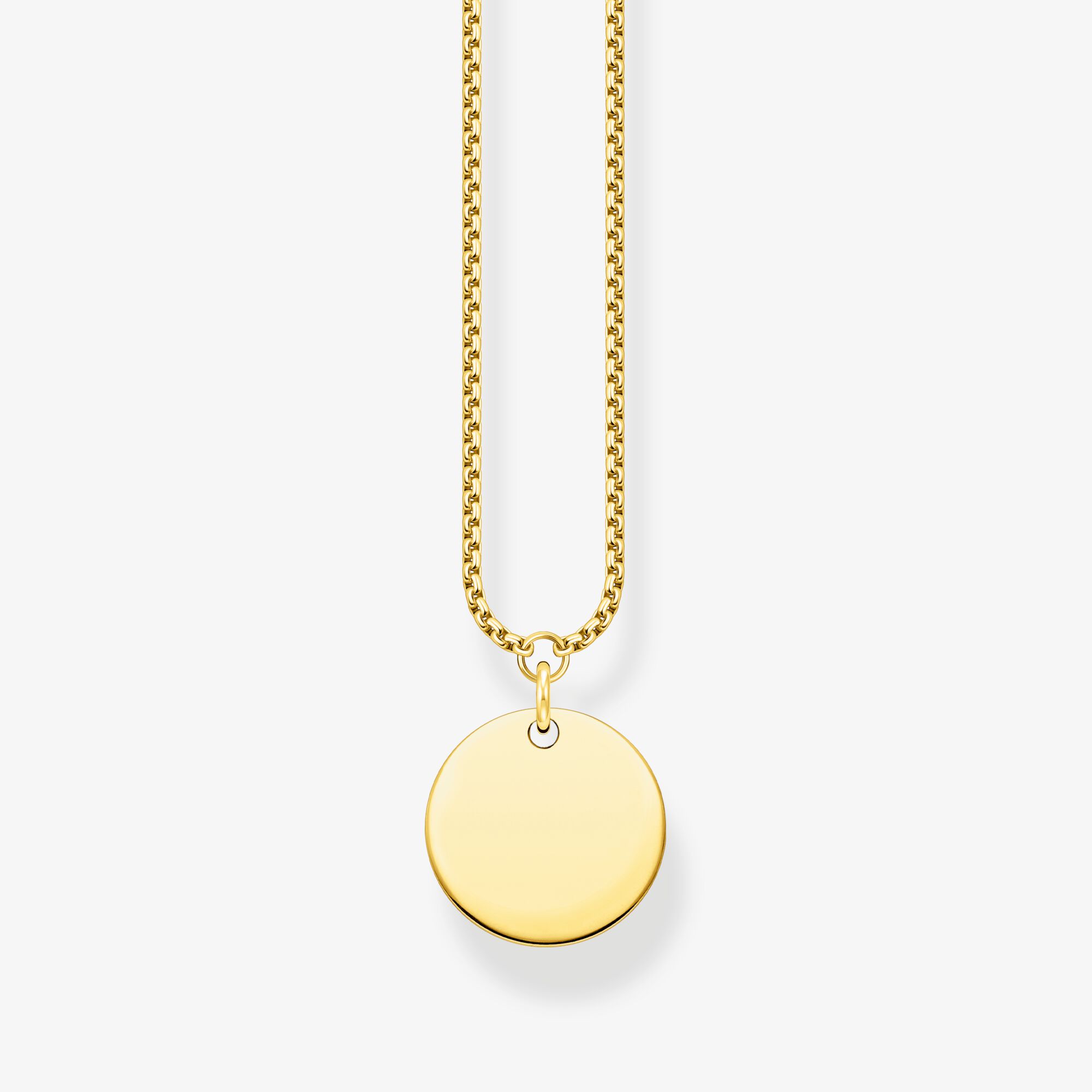 THOMAS SABO Halsband bricka guld, 925 sterlingsilver guldpläterat gult guld, Storlek: 45 cm, för damer