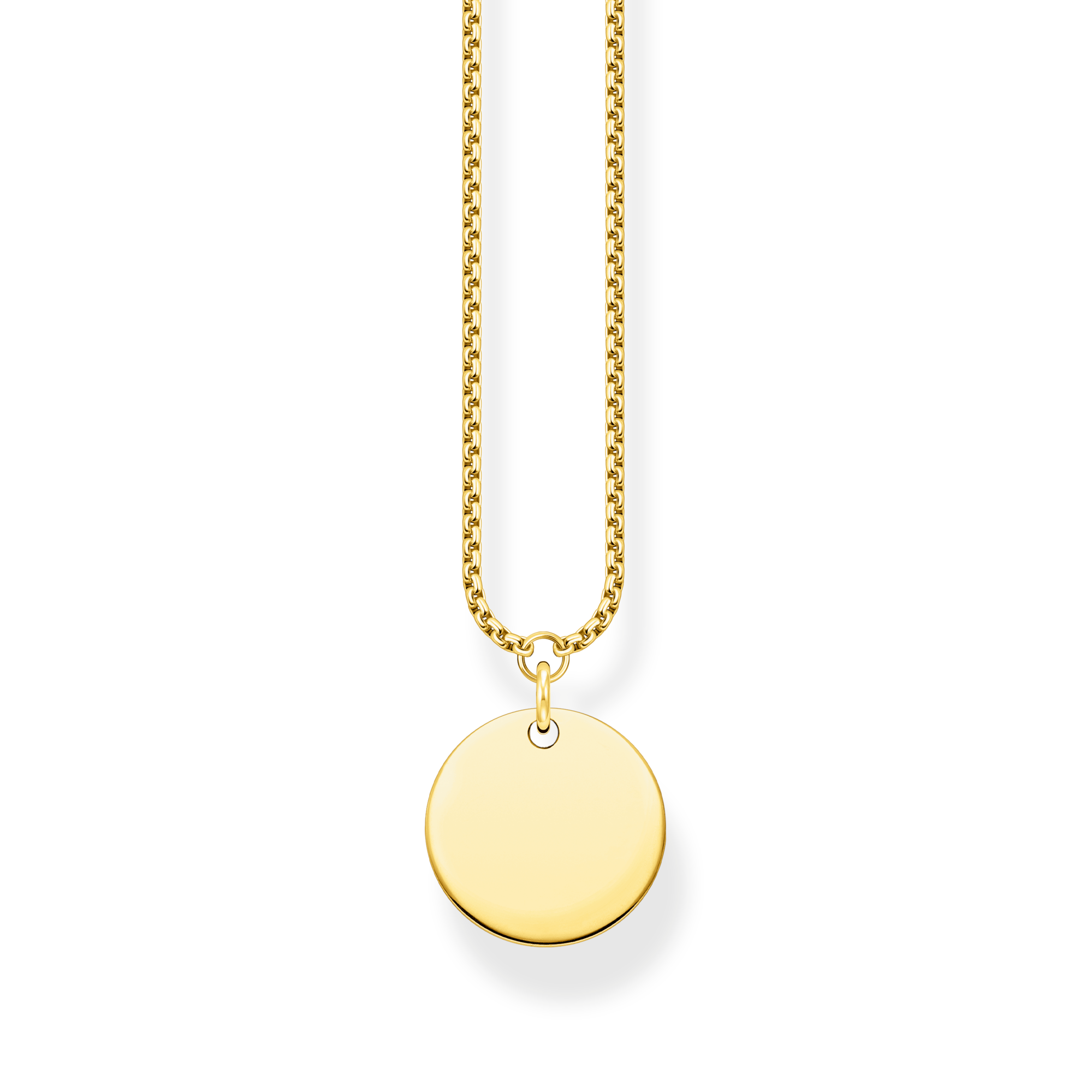 Engravable Gold-Plated Disc Pendant Necklace
