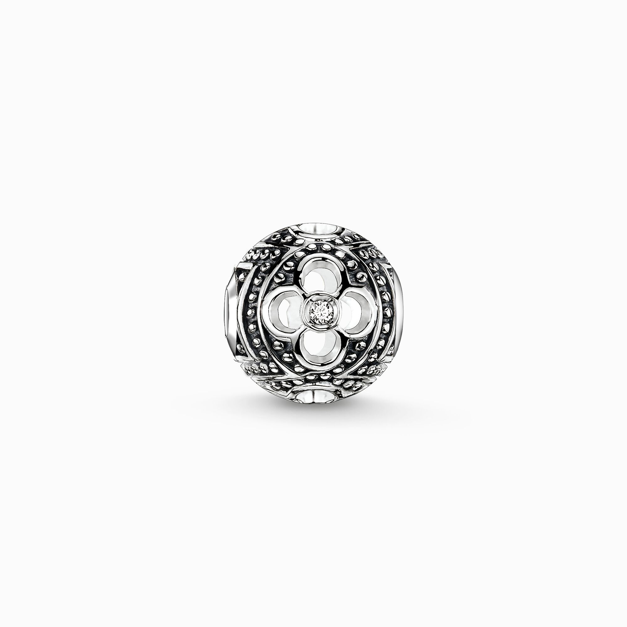 Bead fleur noire diamant icy de la collection Karma Beads dans la boutique en ligne de THOMAS SABO