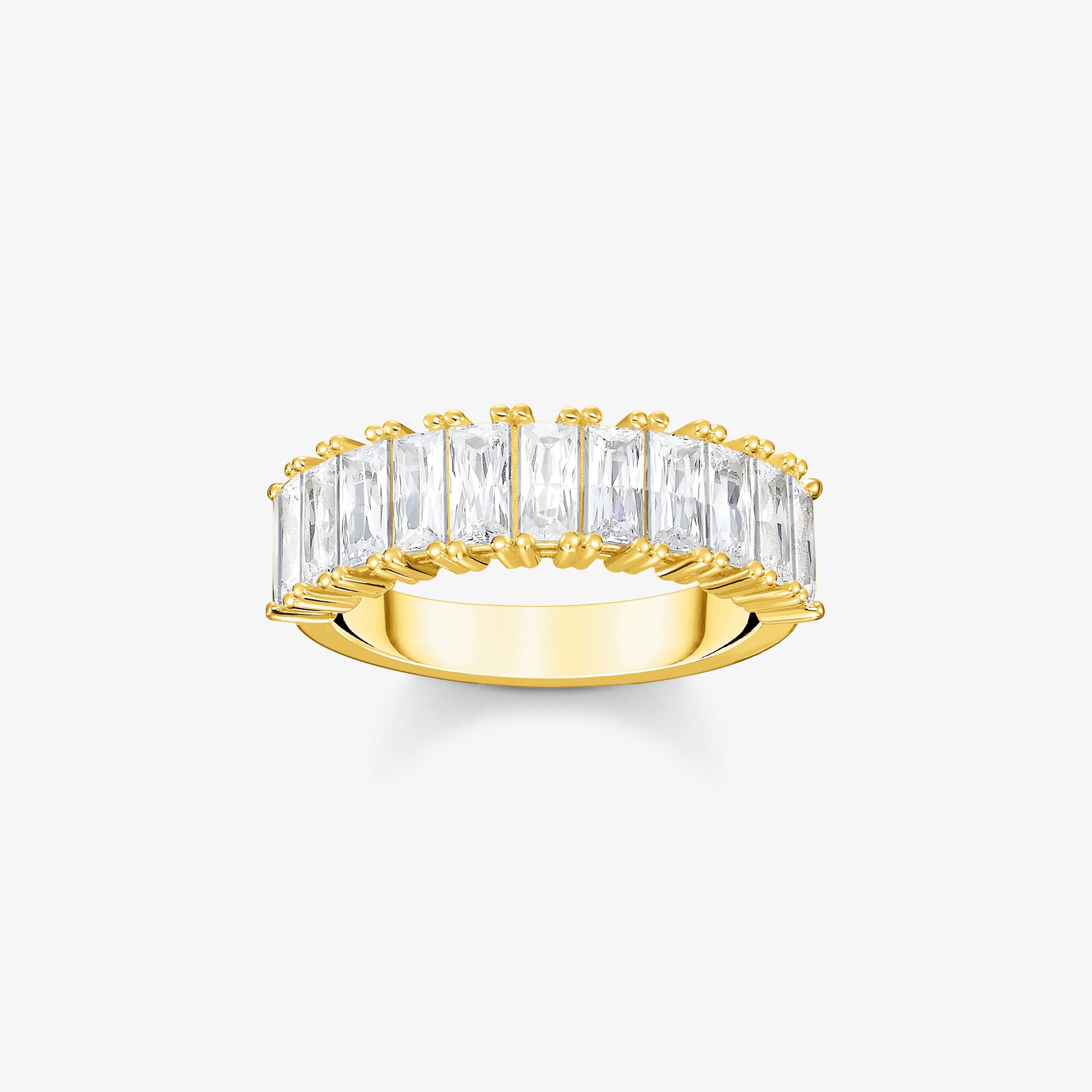 THOMAS SABO Ring med vita stenar pavé guldpläterad, 925 sterlingsilver guldpläterat gult guld, Storlek: 52, för damer