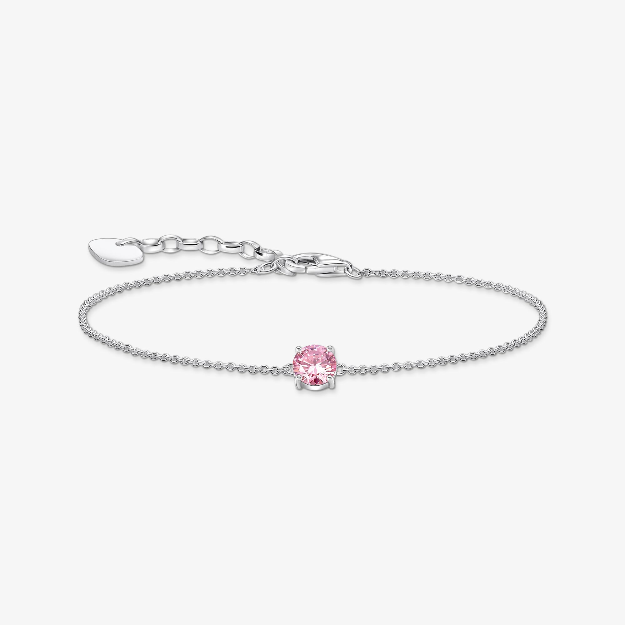 THOMAS SABO Bracelet avec pendentif à zircone rose, argent, Argent sterling, Taille: 19 cm, femme
