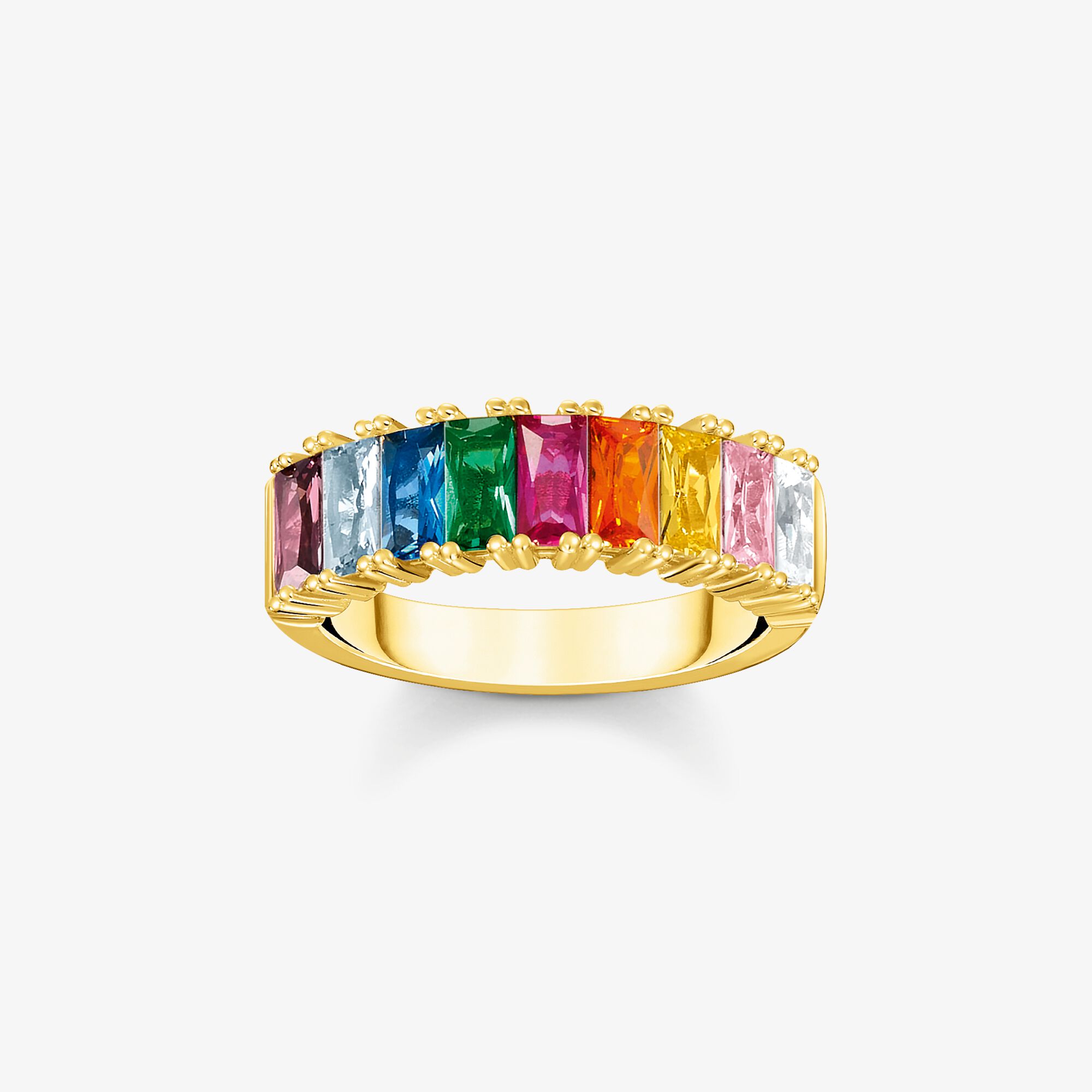 THOMAS SABO Bague pierres colorées or, Argent sterling doré or jaune, Taille: 56, femme