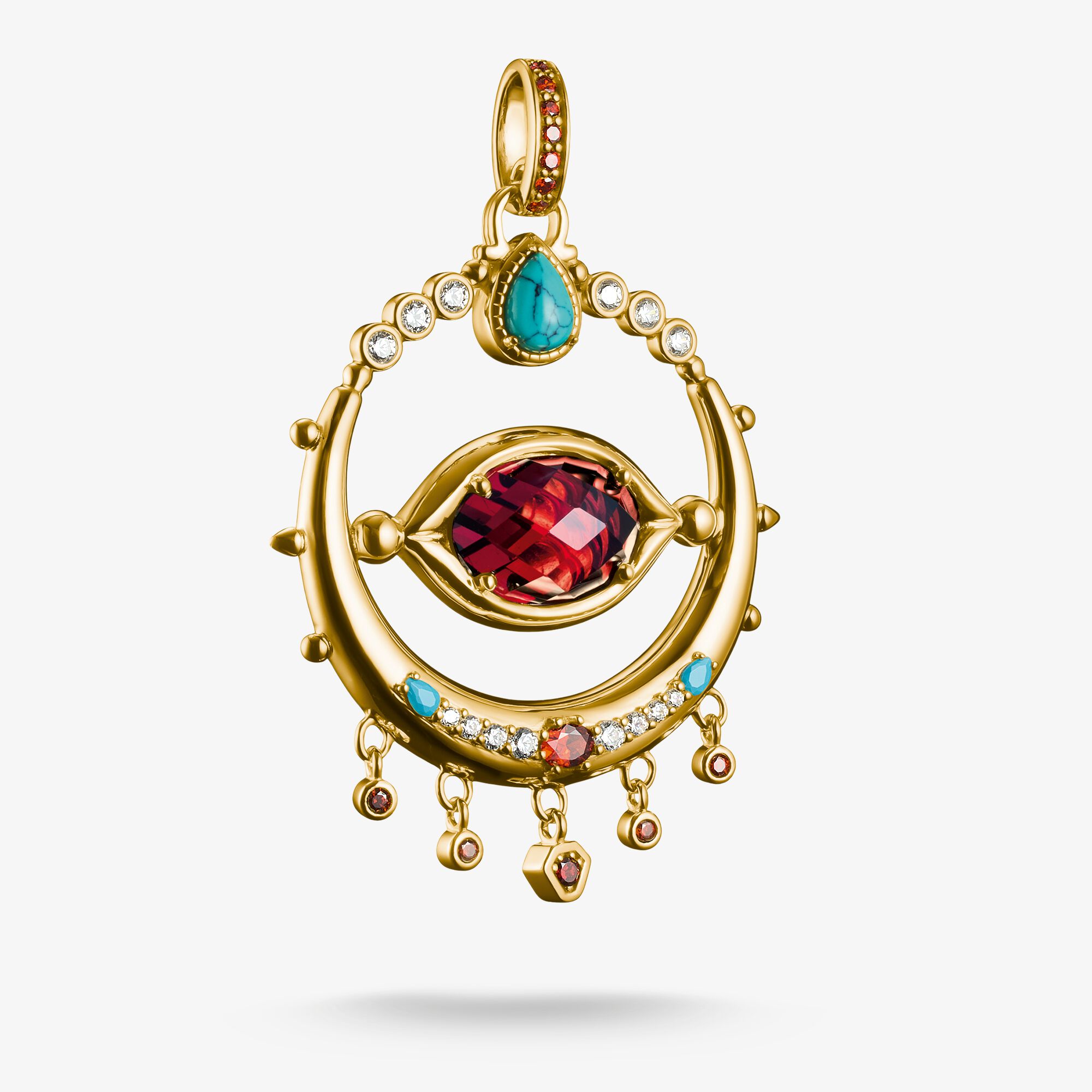 THOMAS SABO Pendentif Oeil Rouge Zirconia Elyndra Plaqué or 18 carats, Argent sterling doré or jaune, Taille: one size, femme