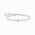Bracelet &agrave; Charms Membre, perles blanches et argent de la collection Charm Club dans la boutique en ligne de THOMAS SABO