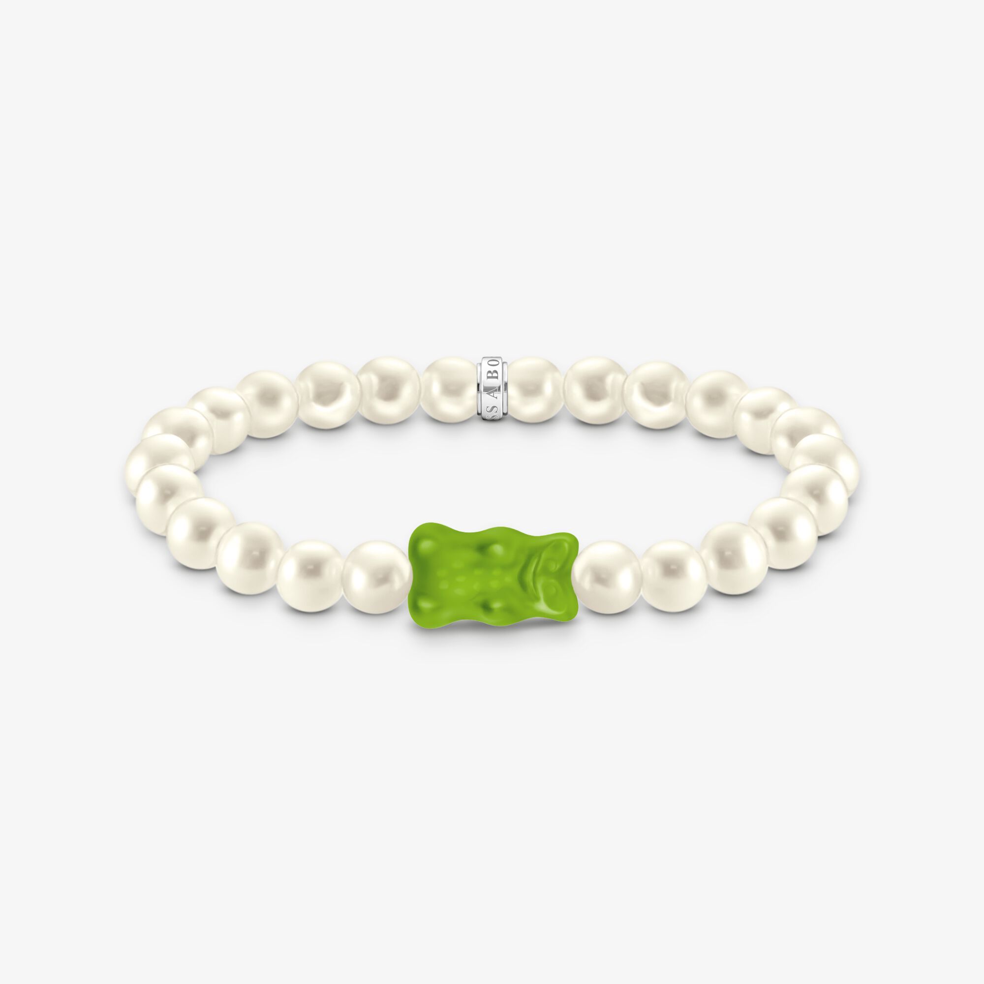THOMAS SABO Bracelet de perles avec Ours d’or vert, argent, Argent Sterling , Taille: 15 cm, femme