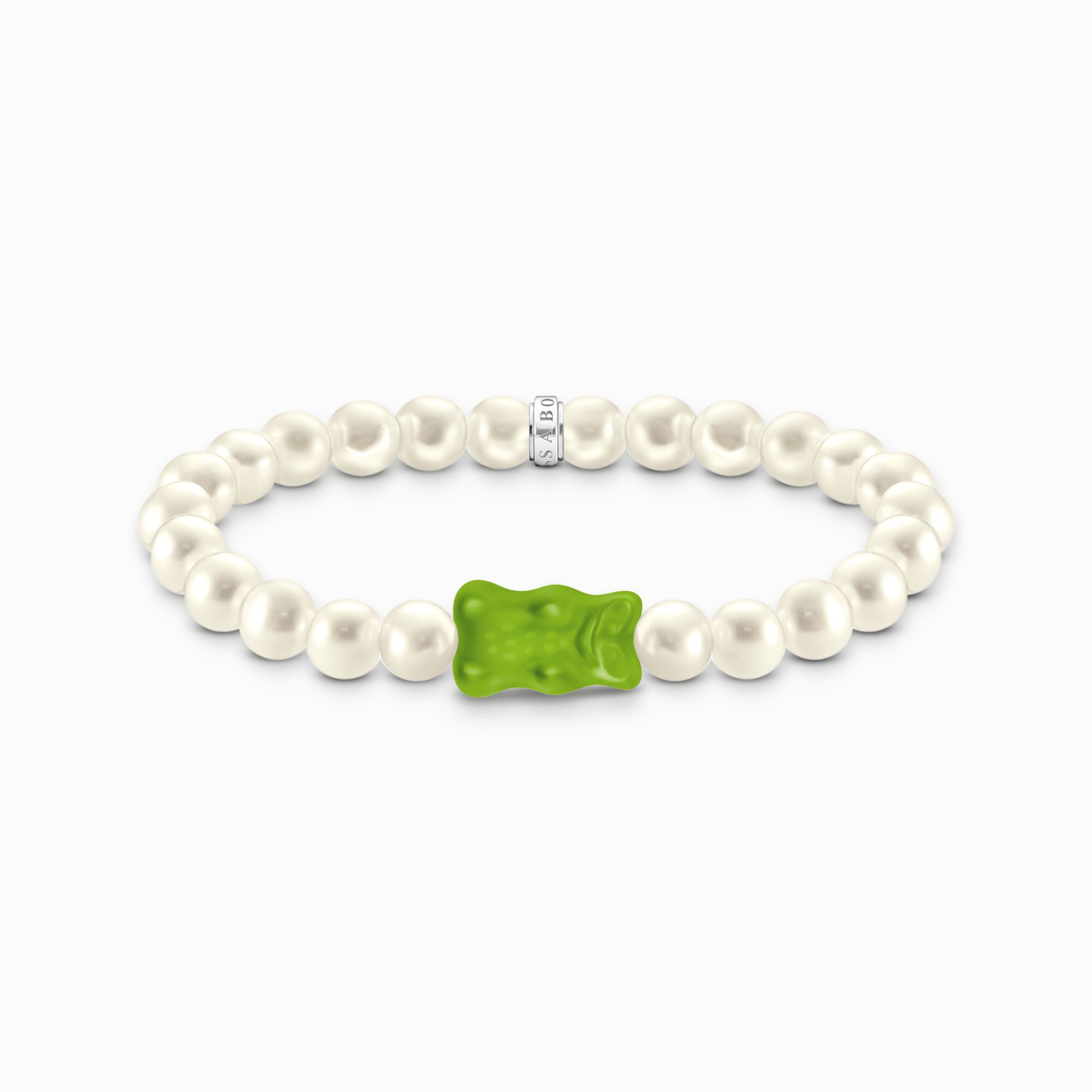 Silver pearl bracelet with green goldbears from the Charming Collection collection in the THOMAS SABO online store