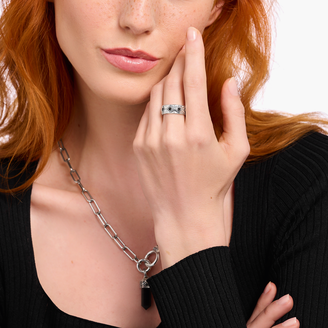 Silver blackend band ring with rhombus pattern and zirconia from the  collection in the THOMAS SABO online store